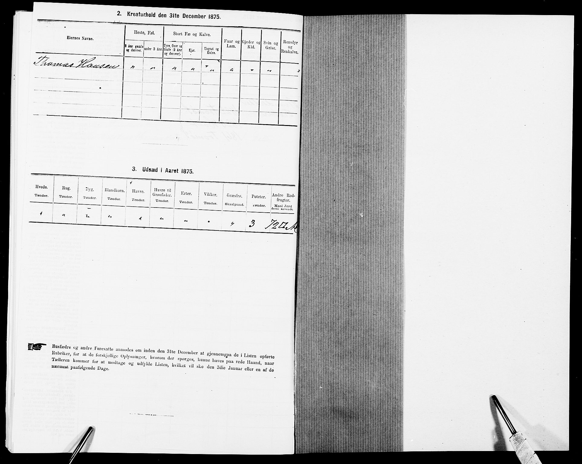 SAK, Folketelling 1875 for 0918P Austre Moland prestegjeld, 1875, s. 2612