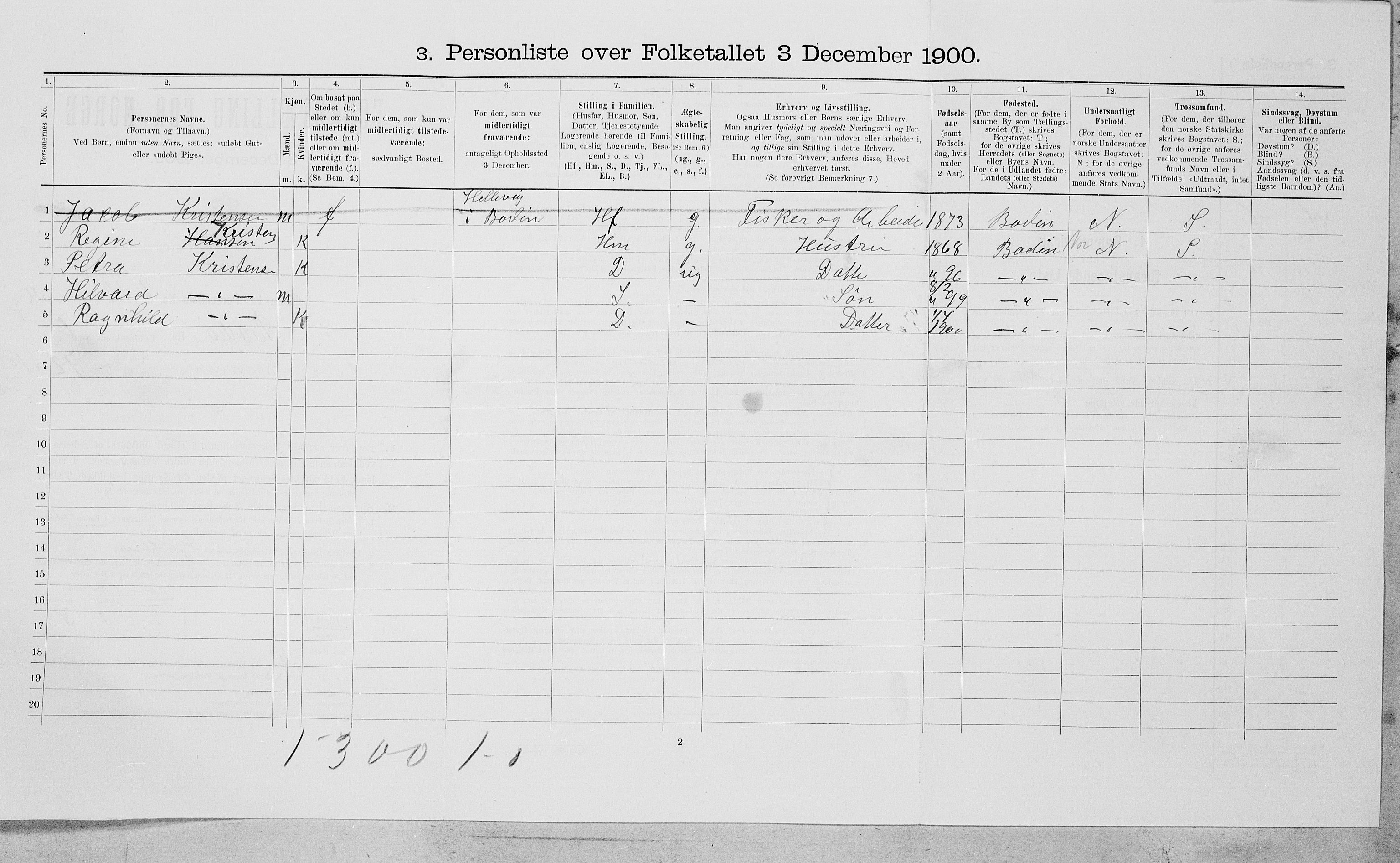 SAT, Folketelling 1900 for 1804 Bodø kjøpstad, 1900, s. 193