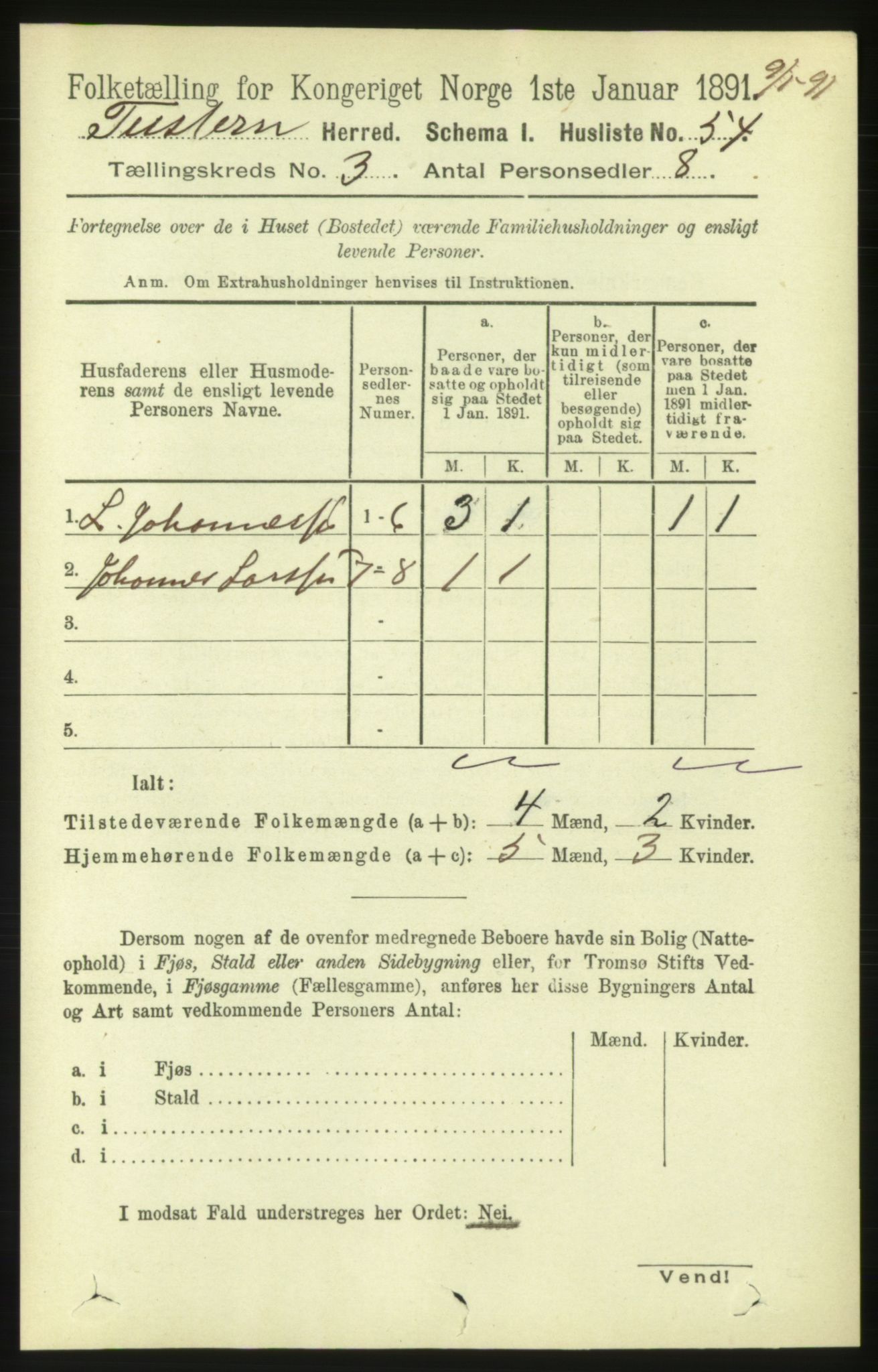 RA, Folketelling 1891 for 1572 Tustna herred, 1891, s. 943