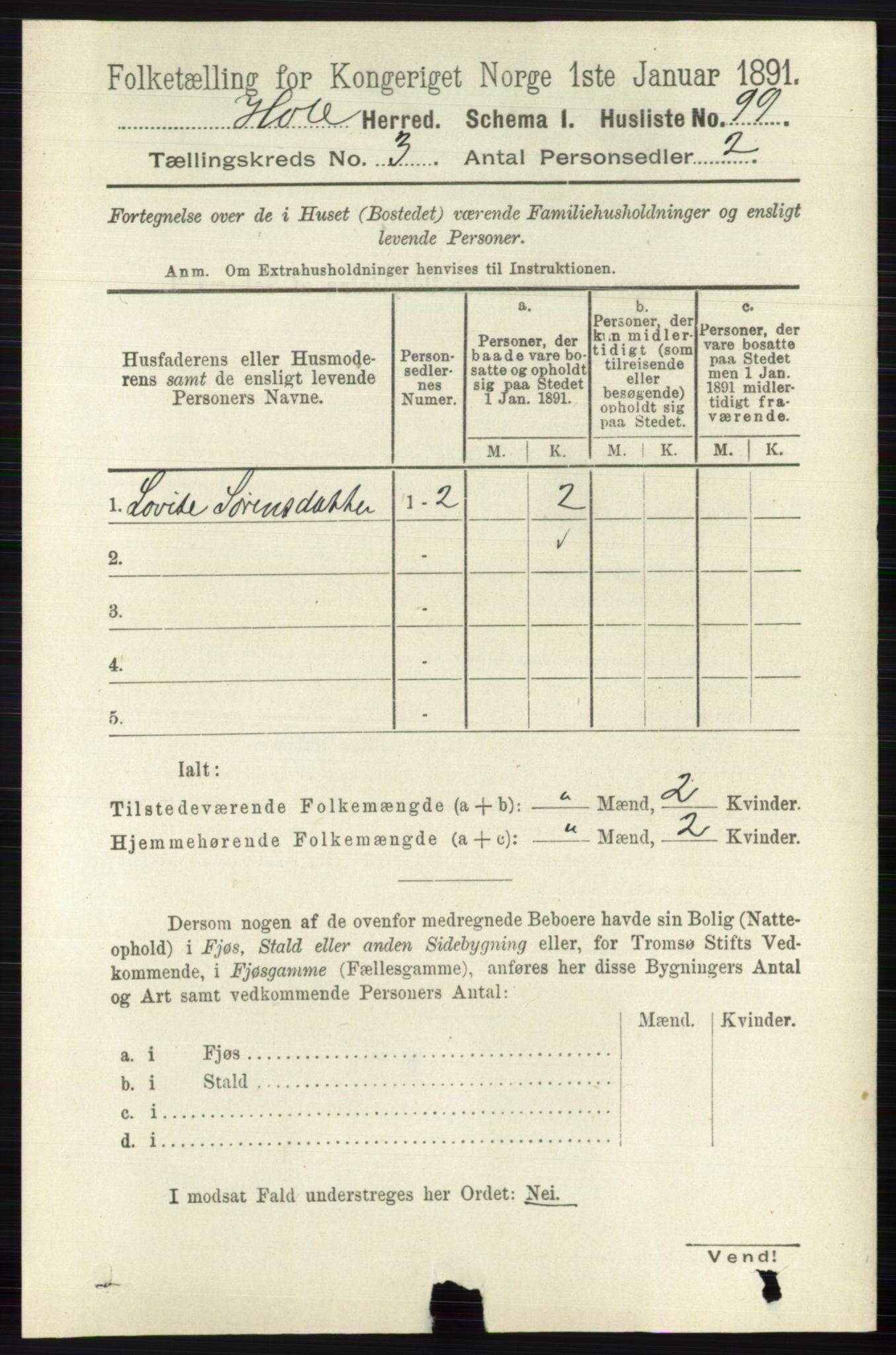 RA, Folketelling 1891 for 0612 Hole herred, 1891, s. 1217