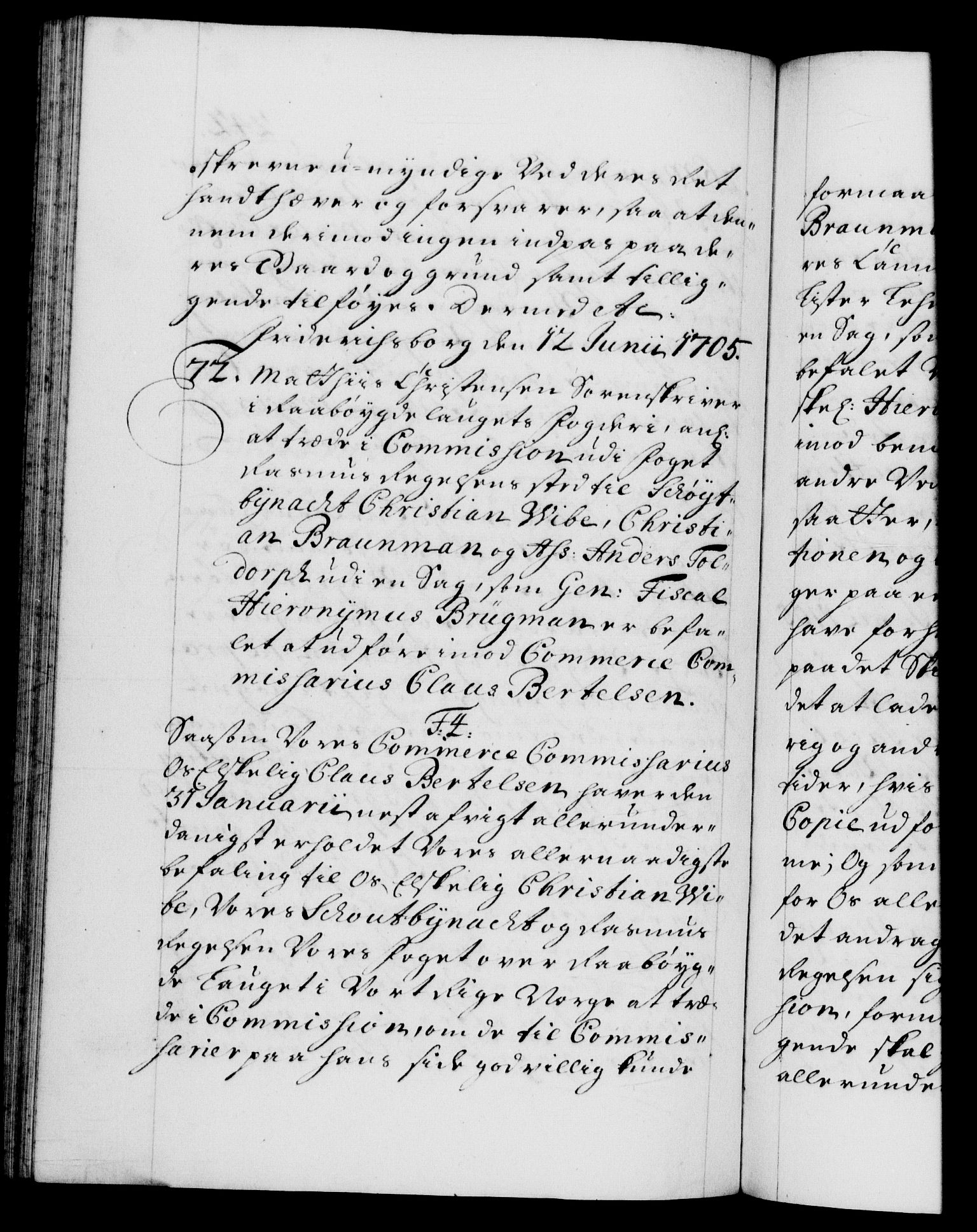 Danske Kanselli 1572-1799, AV/RA-EA-3023/F/Fc/Fca/Fcab/L0017: Norske tegnelser, 1704-1706, s. 242b