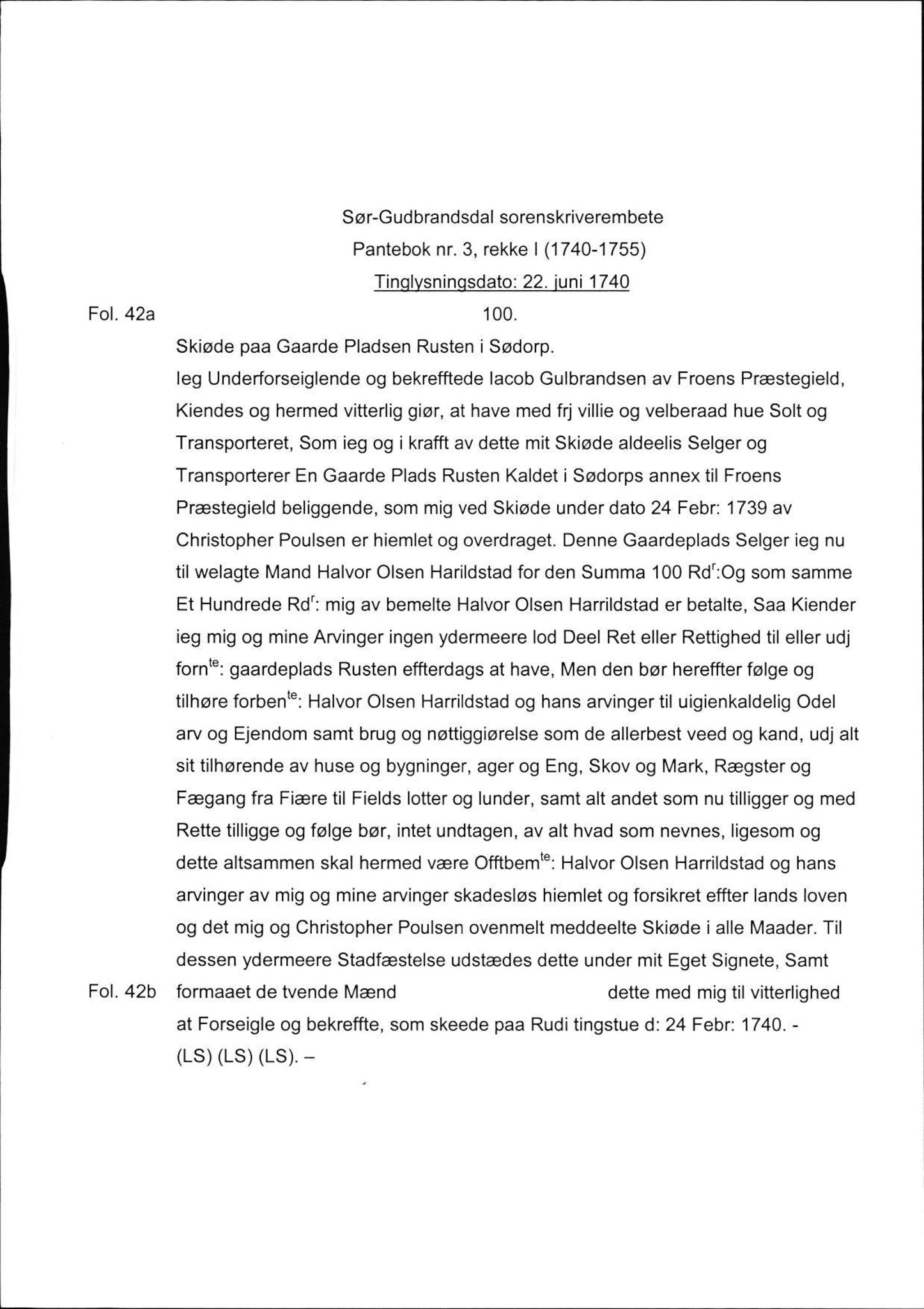 Avskriftssamlingen ved Statsarkivet i Hamar, SAH/AVSKRIFT-001/H/Hc/Hca/Hcaa/L0003: Pantebok for Sør-Gudbrandsdal, 1740-1755