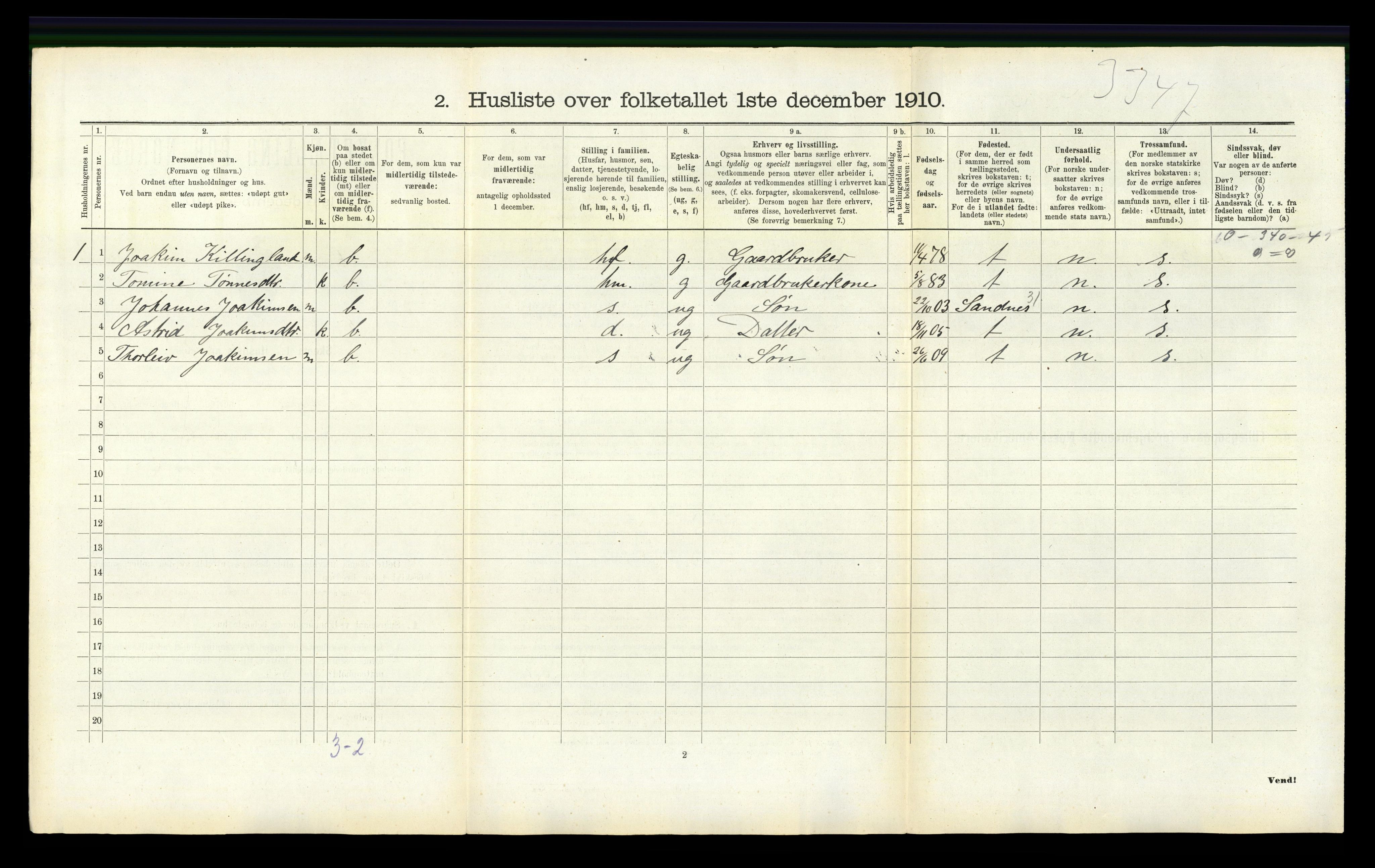 RA, Folketelling 1910 for 1123 Høyland herred, 1910, s. 1215