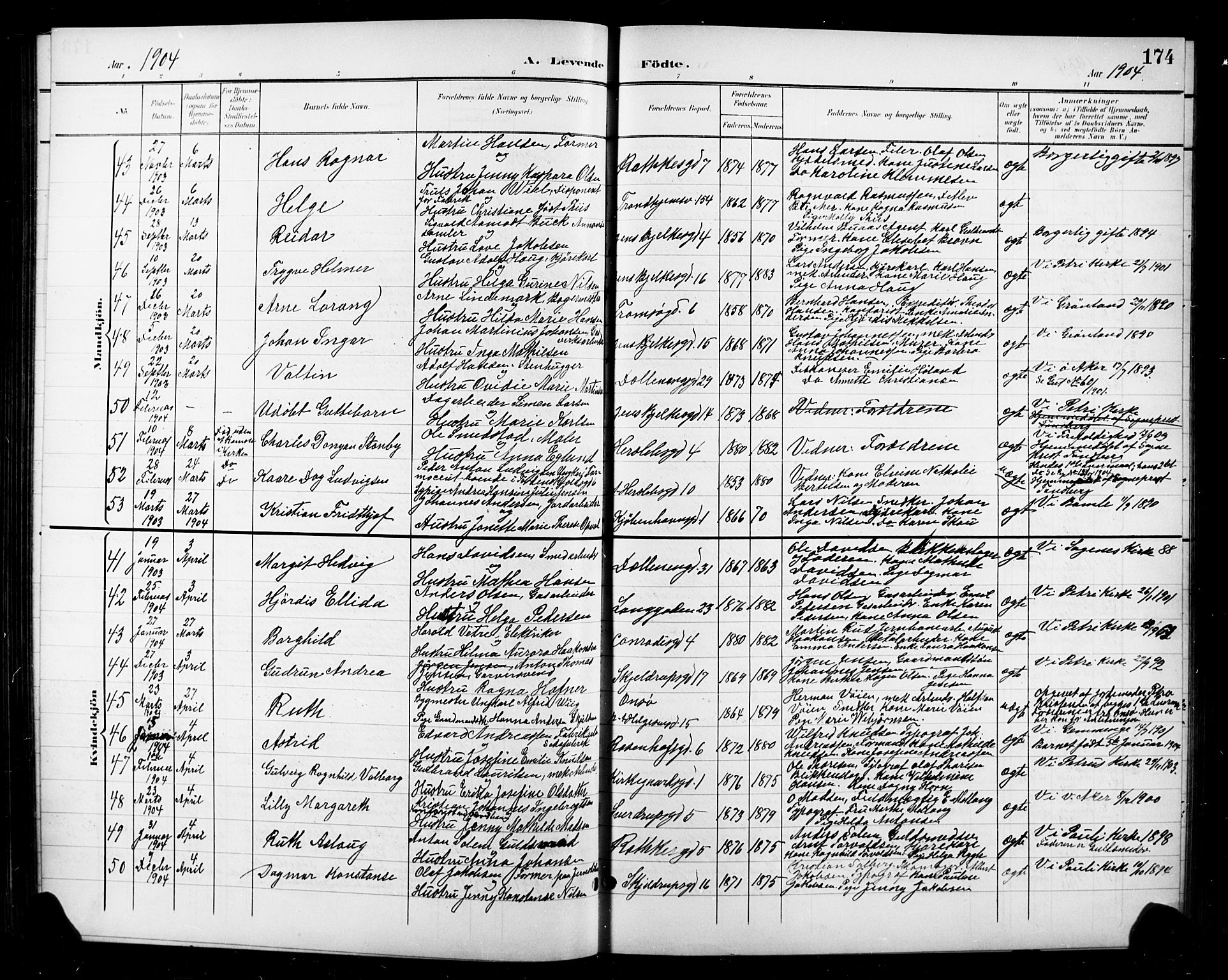 Petrus prestekontor Kirkebøker, AV/SAO-A-10872/G/Ga/L0003: Klokkerbok nr. 3, 1899-1913, s. 174