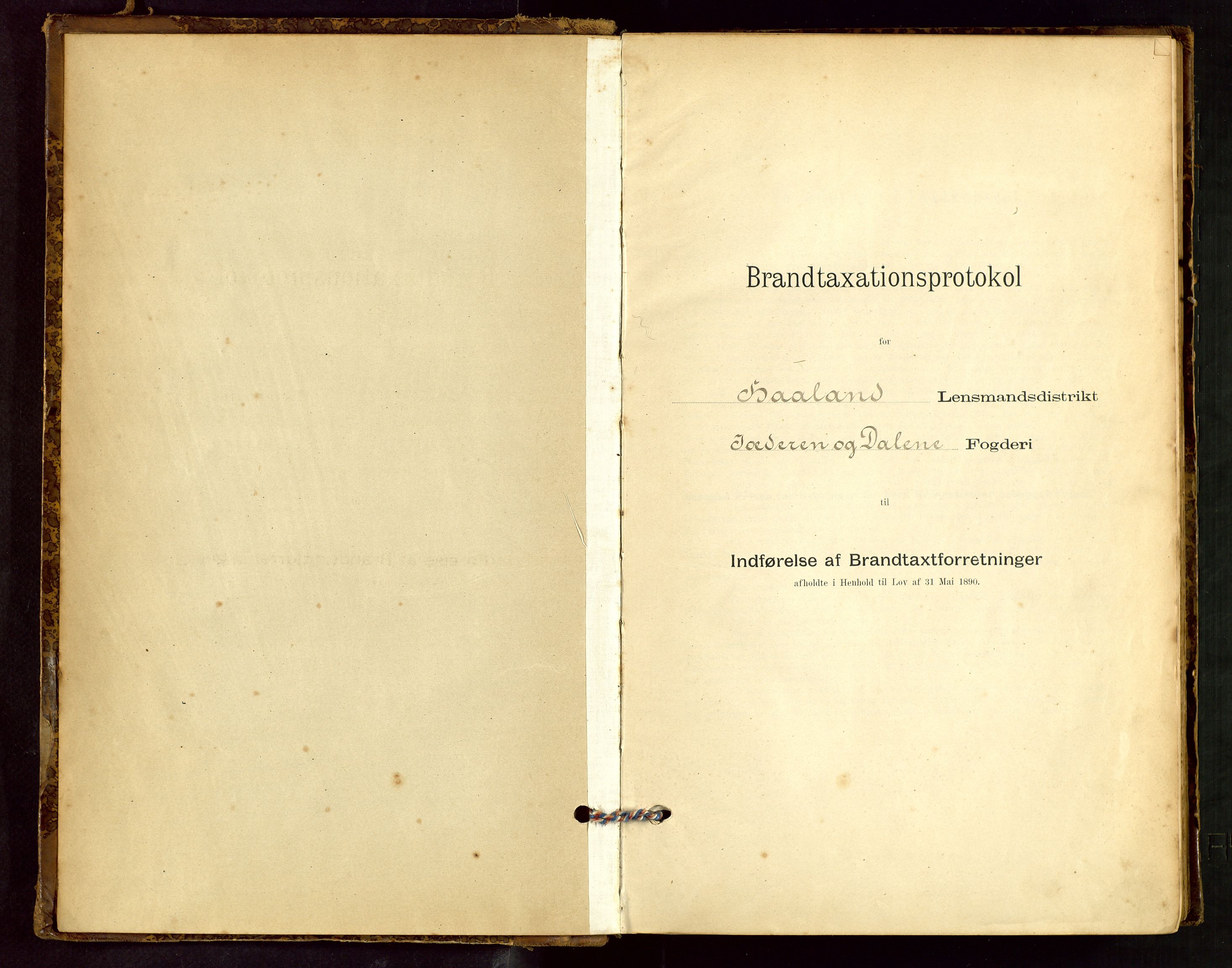 Håland lensmannskontor, SAST/A-100100/Gob/L0001: Branntakstprotokoll - skjematakst. Register i boken., 1894-1902