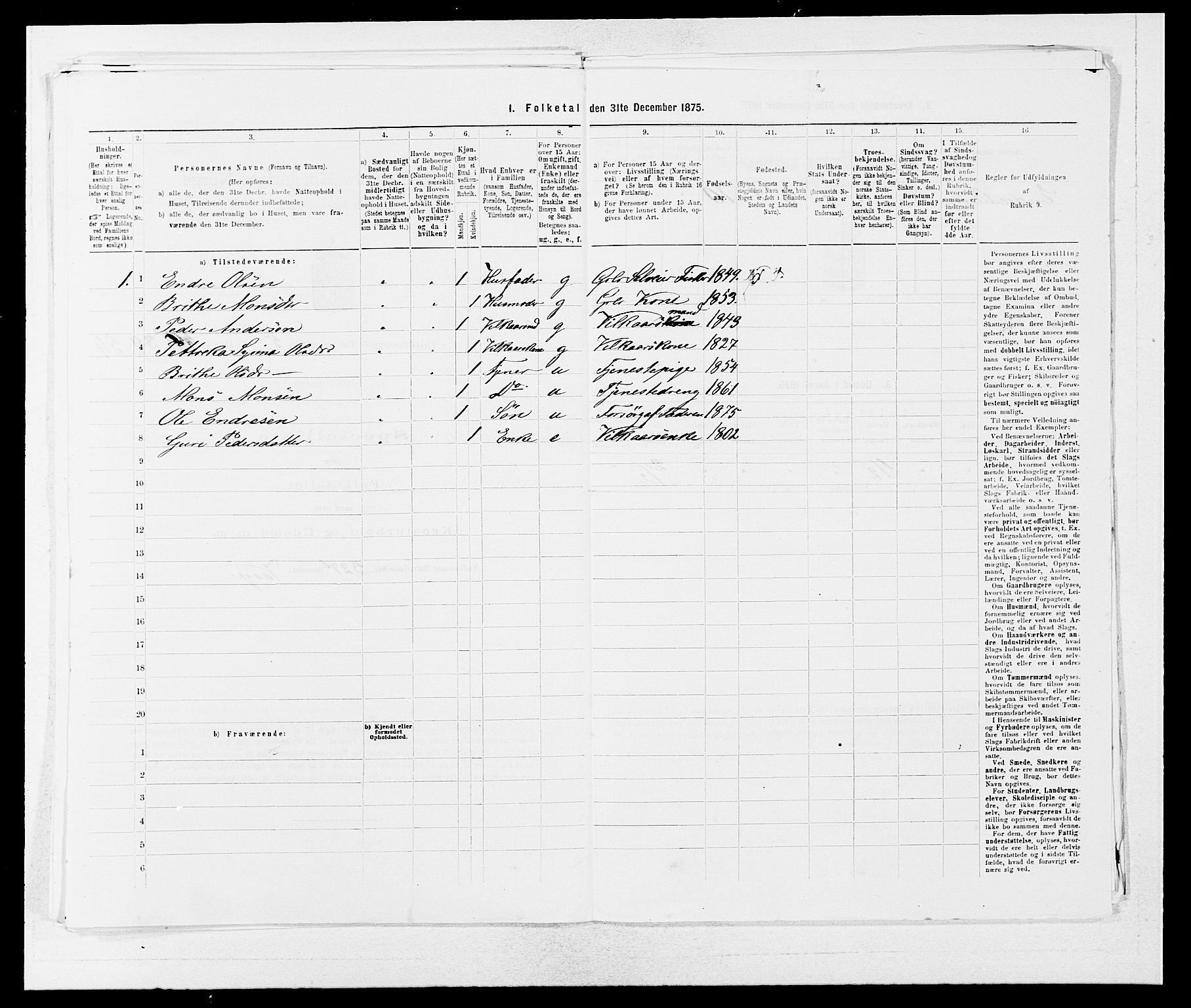 SAB, Folketelling 1875 for 1246P Fjell prestegjeld, 1875, s. 713