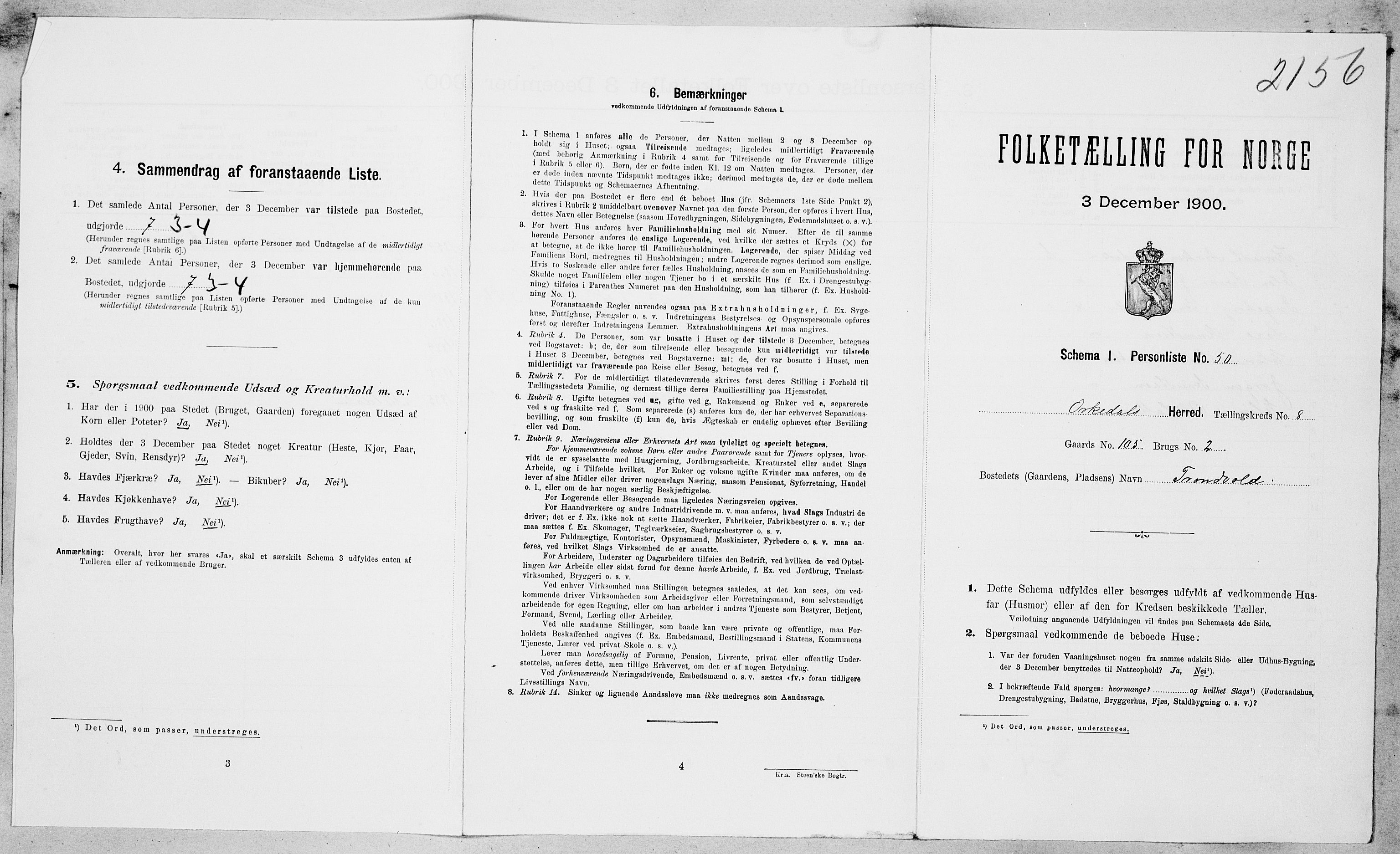 SAT, Folketelling 1900 for 1638 Orkdal herred, 1900, s. 1335