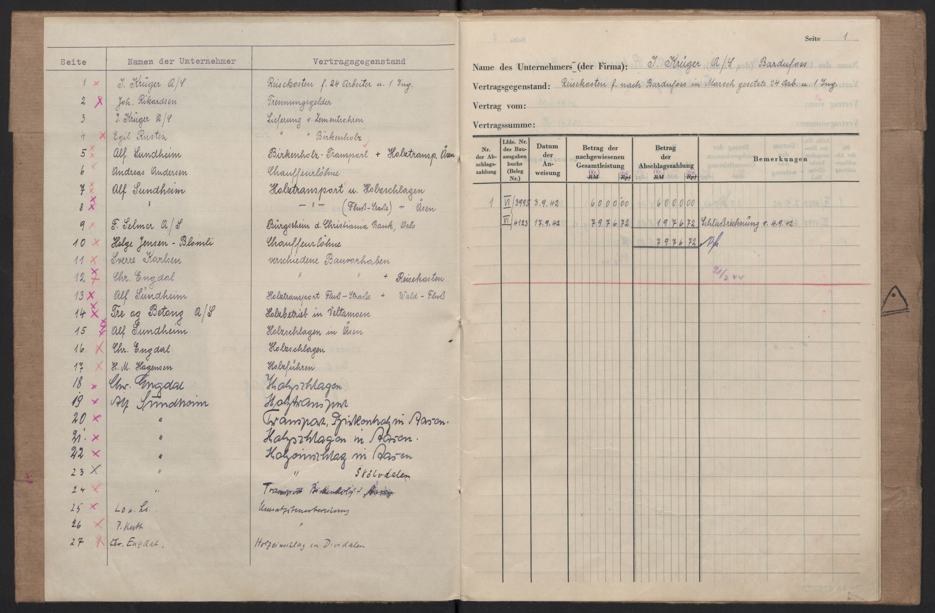 Tyske arkiver, Organisation Todt (OT), Einsatzgruppe Wiking, AV/RA-RAFA-2188/2/F/Fg/Fgb/L0005: Bltg. L.W. Bardufoss: Diverse regnskapsbøker, 1940