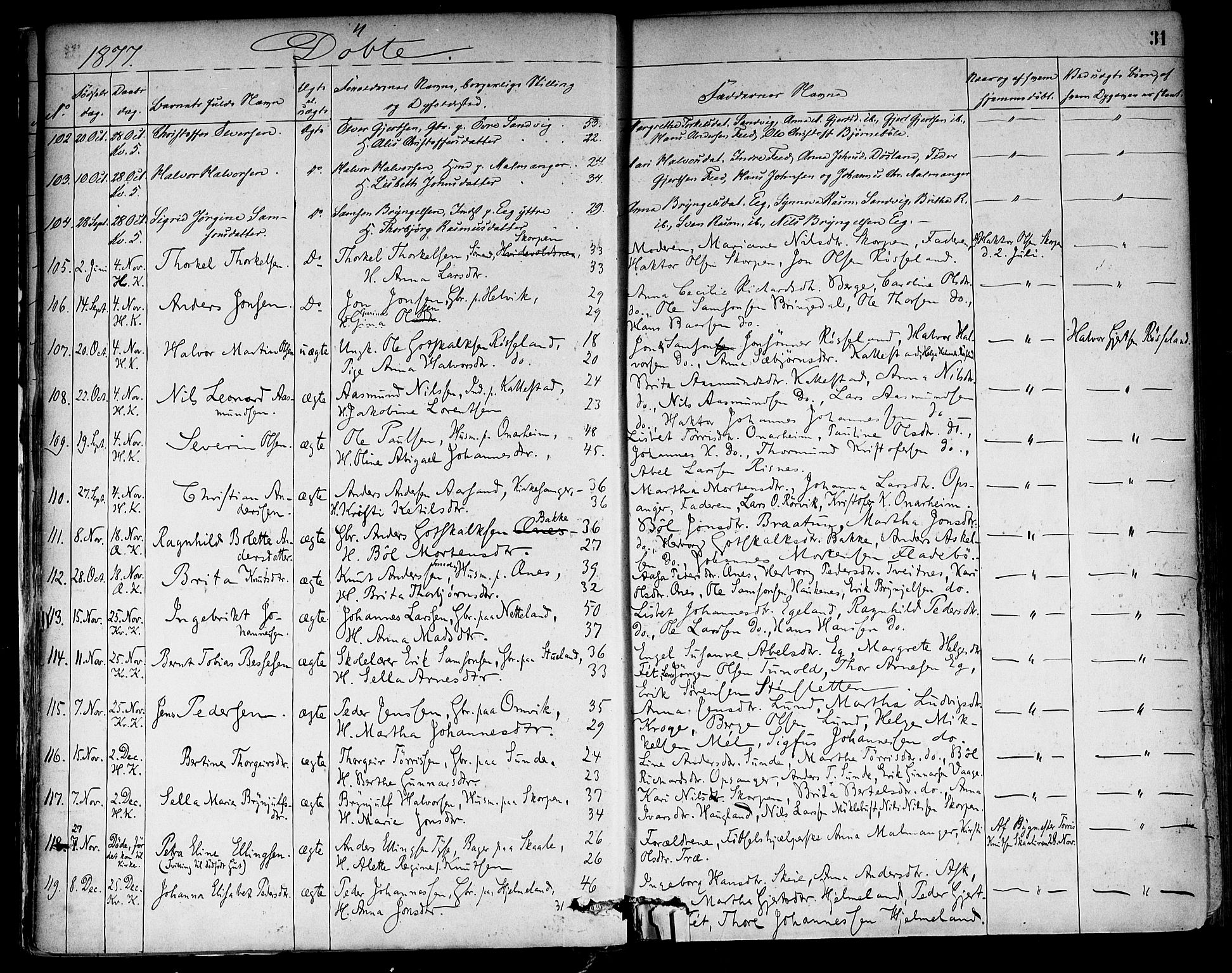Kvinnherad sokneprestembete, AV/SAB-A-76401/H/Haa: Ministerialbok nr. A 9, 1873-1886, s. 31