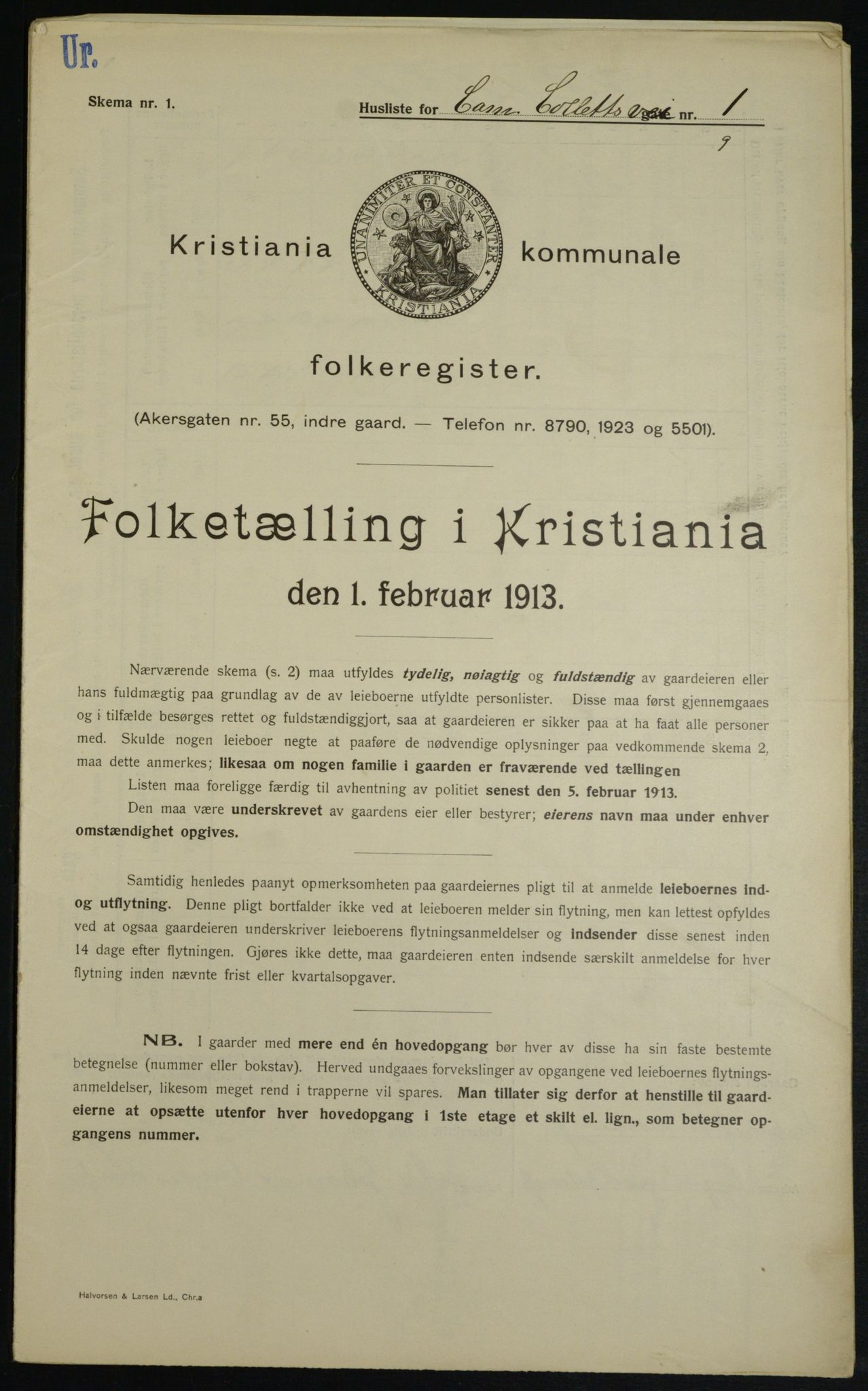 OBA, Kommunal folketelling 1.2.1913 for Kristiania, 1913, s. 11577