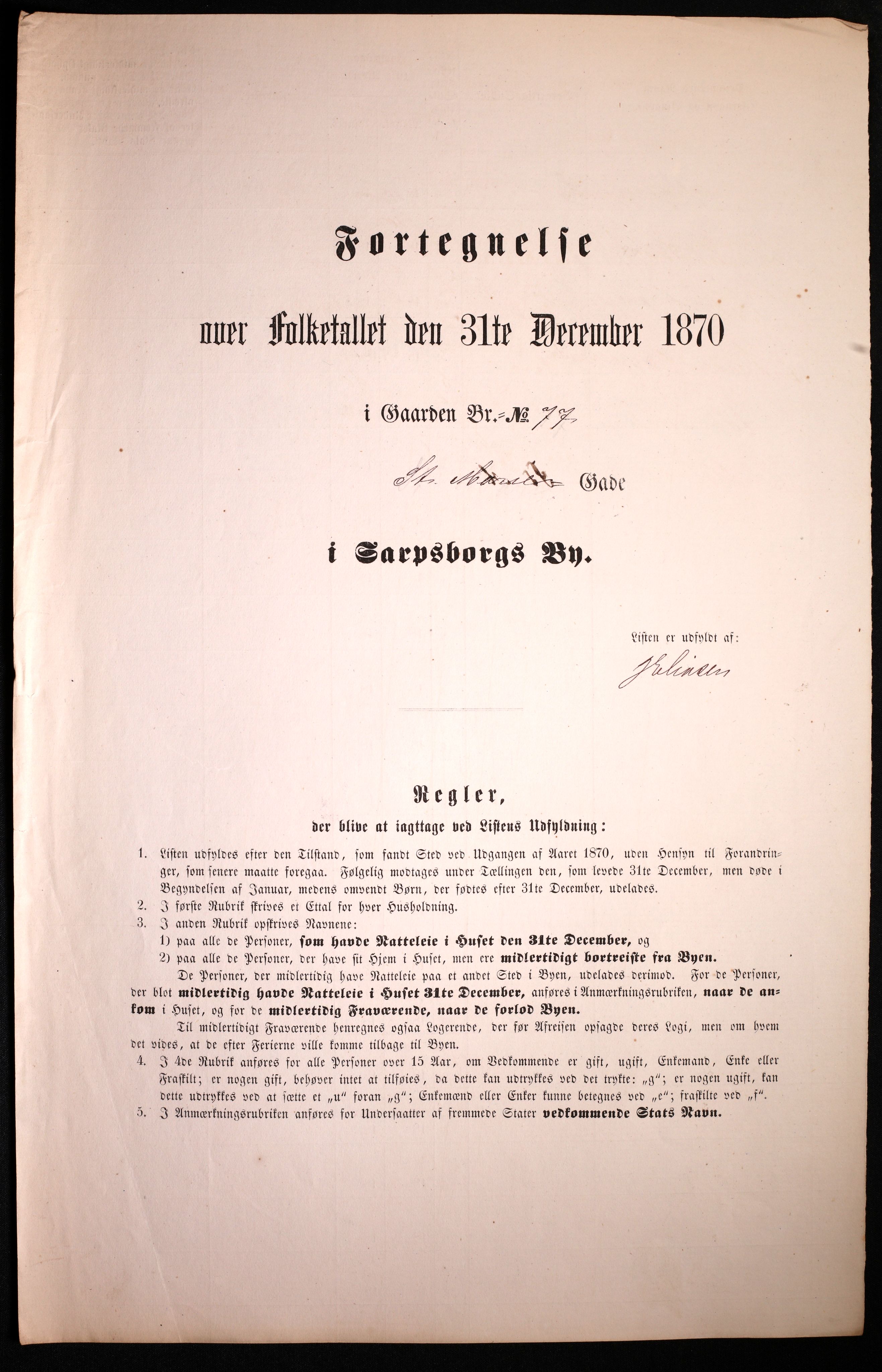 RA, Folketelling 1870 for 0102 Sarpsborg kjøpstad, 1870, s. 453