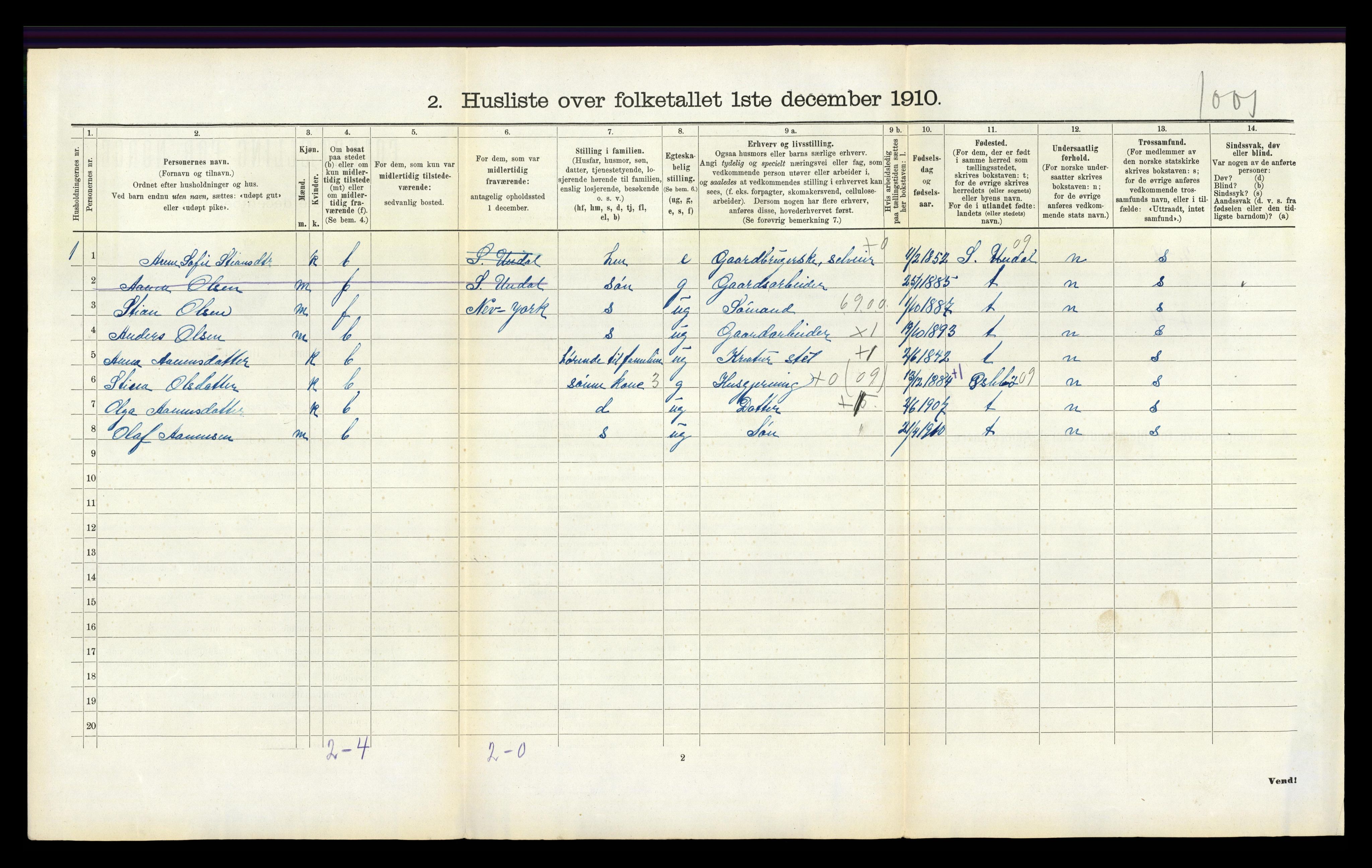 RA, Folketelling 1910 for 1020 Holum herred, 1910, s. 535