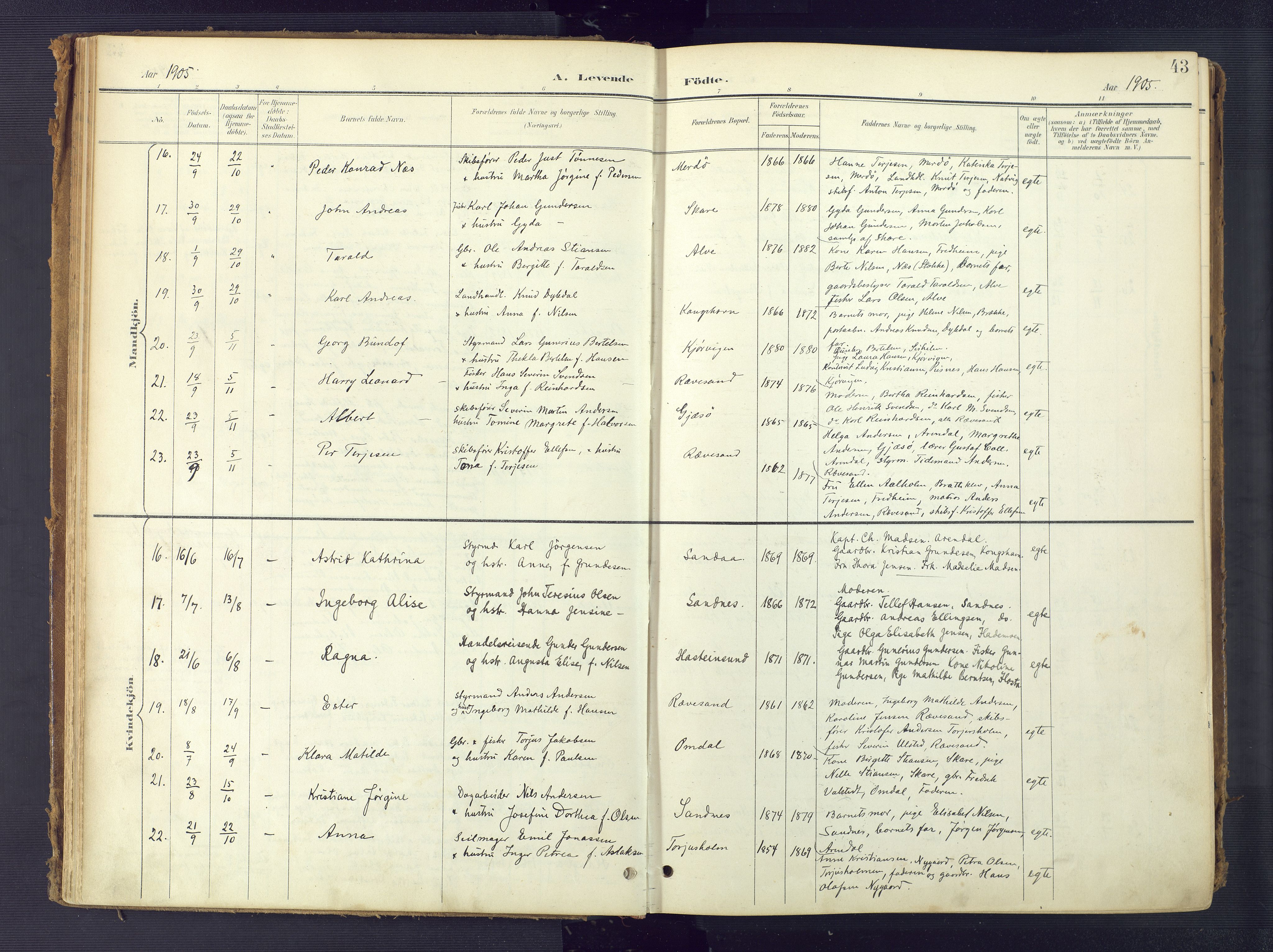 Tromøy sokneprestkontor, AV/SAK-1111-0041/F/Fa/L0010: Ministerialbok nr. A 10, 1896-1912, s. 43