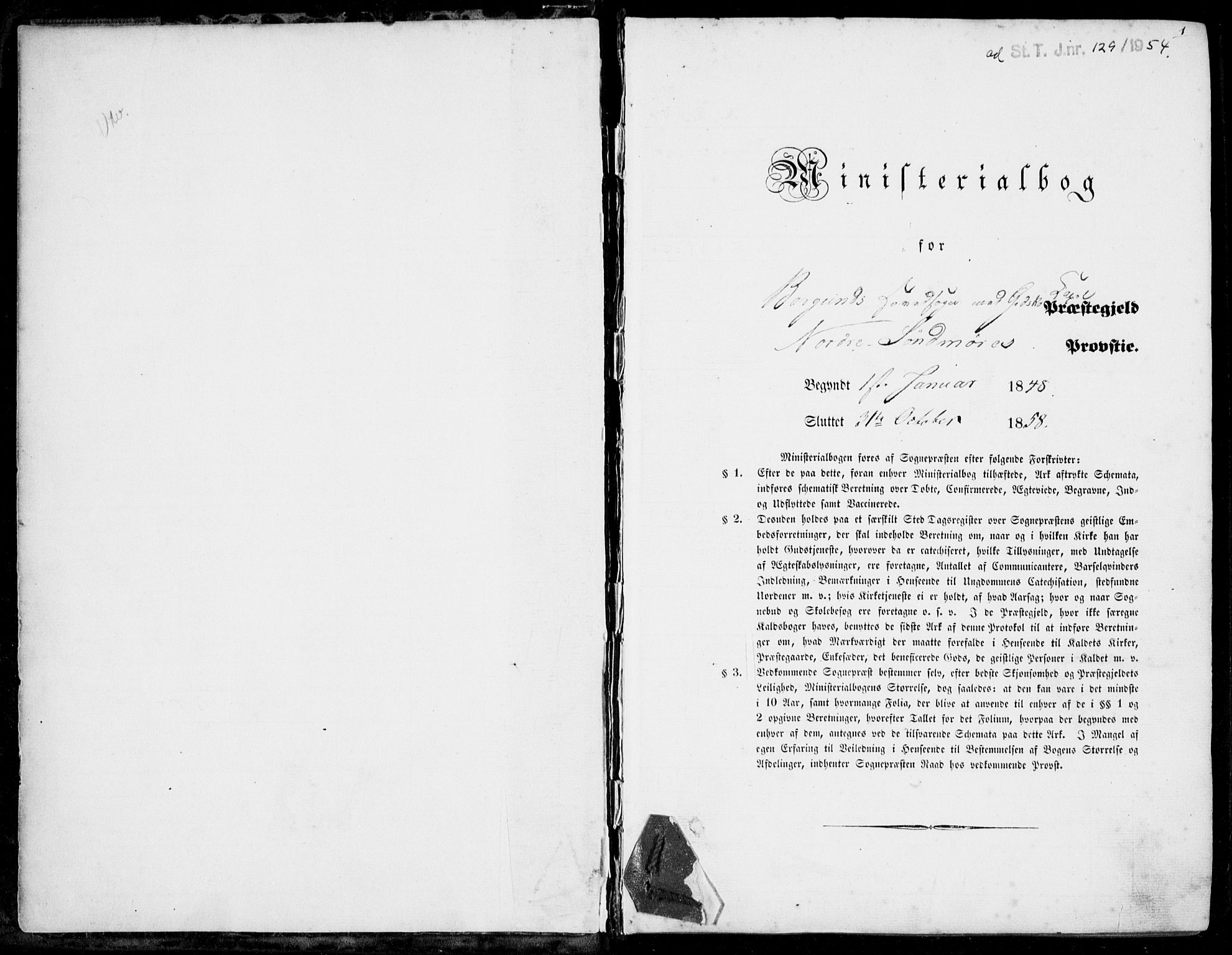 Ministerialprotokoller, klokkerbøker og fødselsregistre - Møre og Romsdal, SAT/A-1454/528/L0397: Ministerialbok nr. 528A08, 1848-1858, s. 1