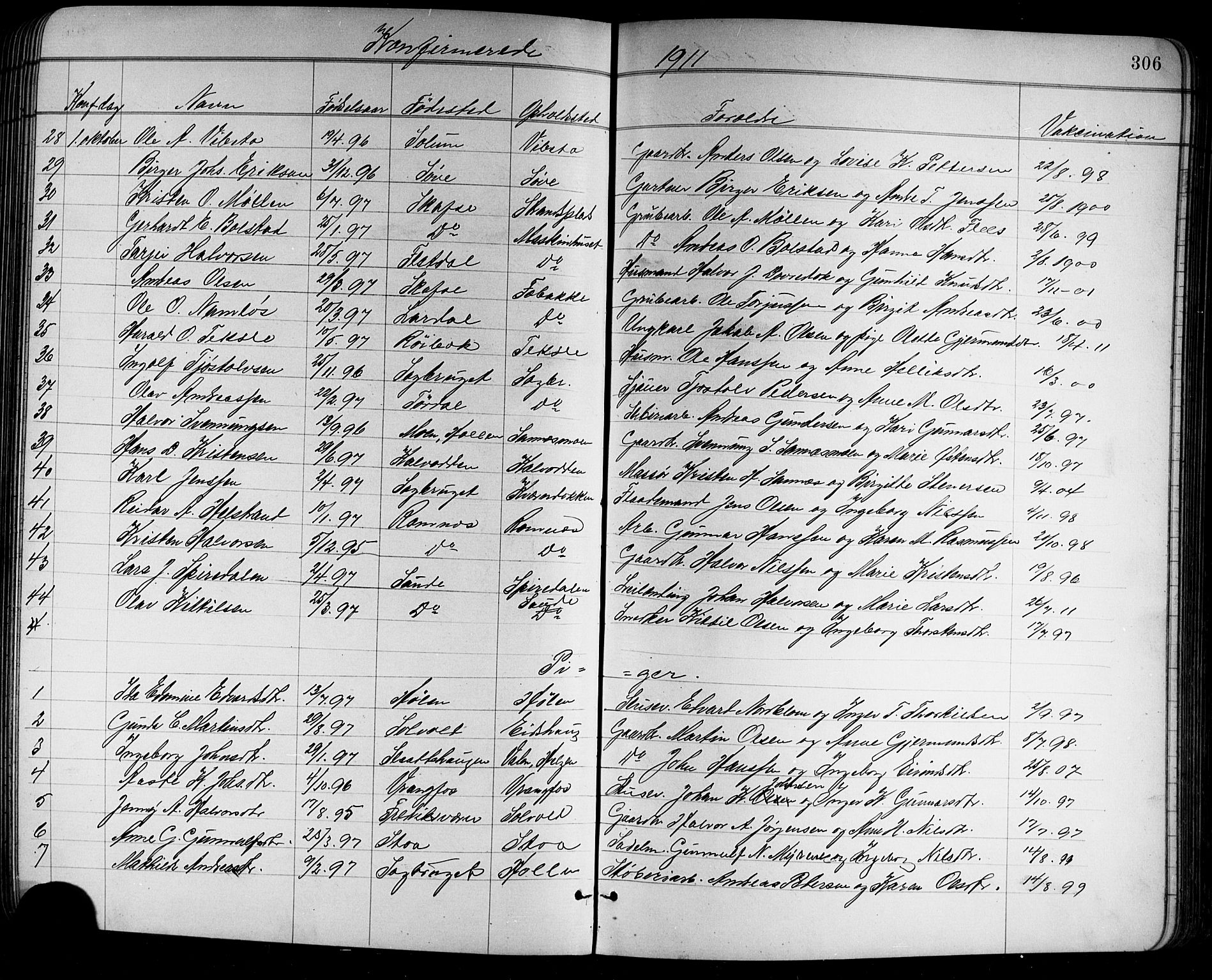 Holla kirkebøker, AV/SAKO-A-272/G/Ga/L0005: Klokkerbok nr. I 5, 1891-1917, s. 306