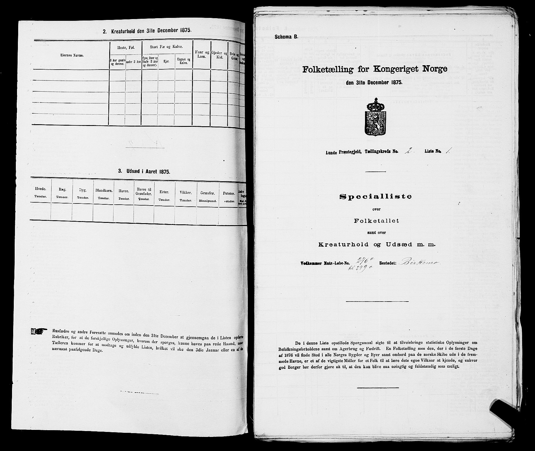 SAST, Folketelling 1875 for 1112P Lund prestegjeld, 1875, s. 662