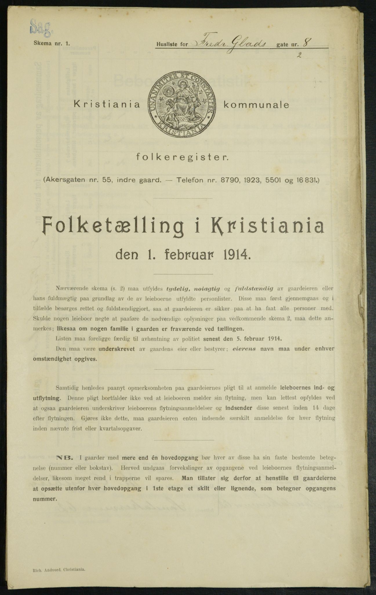 OBA, Kommunal folketelling 1.2.1914 for Kristiania, 1914, s. 26670