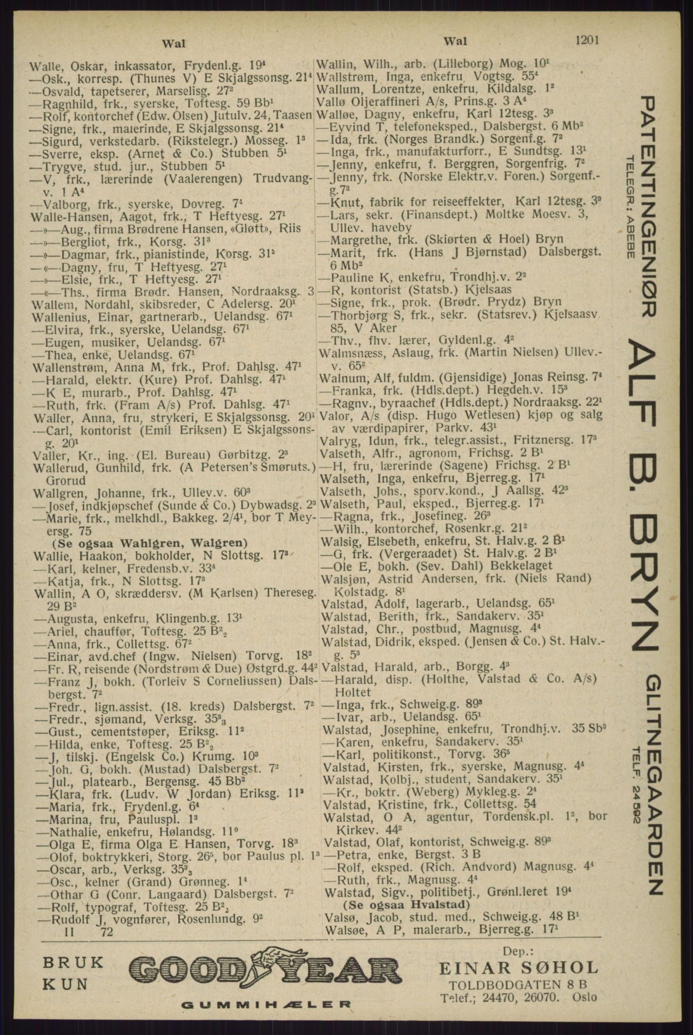 Kristiania/Oslo adressebok, PUBL/-, 1929, s. 1201