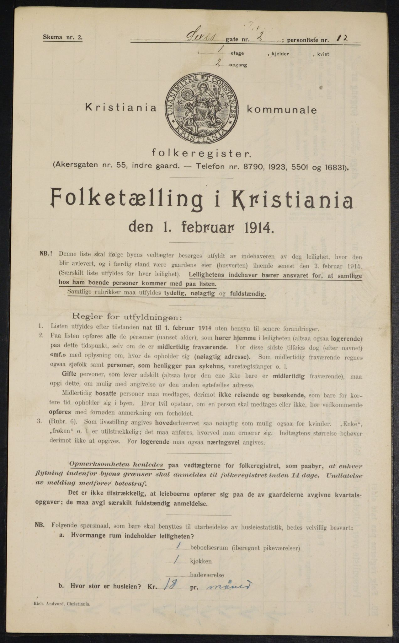 OBA, Kommunal folketelling 1.2.1914 for Kristiania, 1914, s. 94441