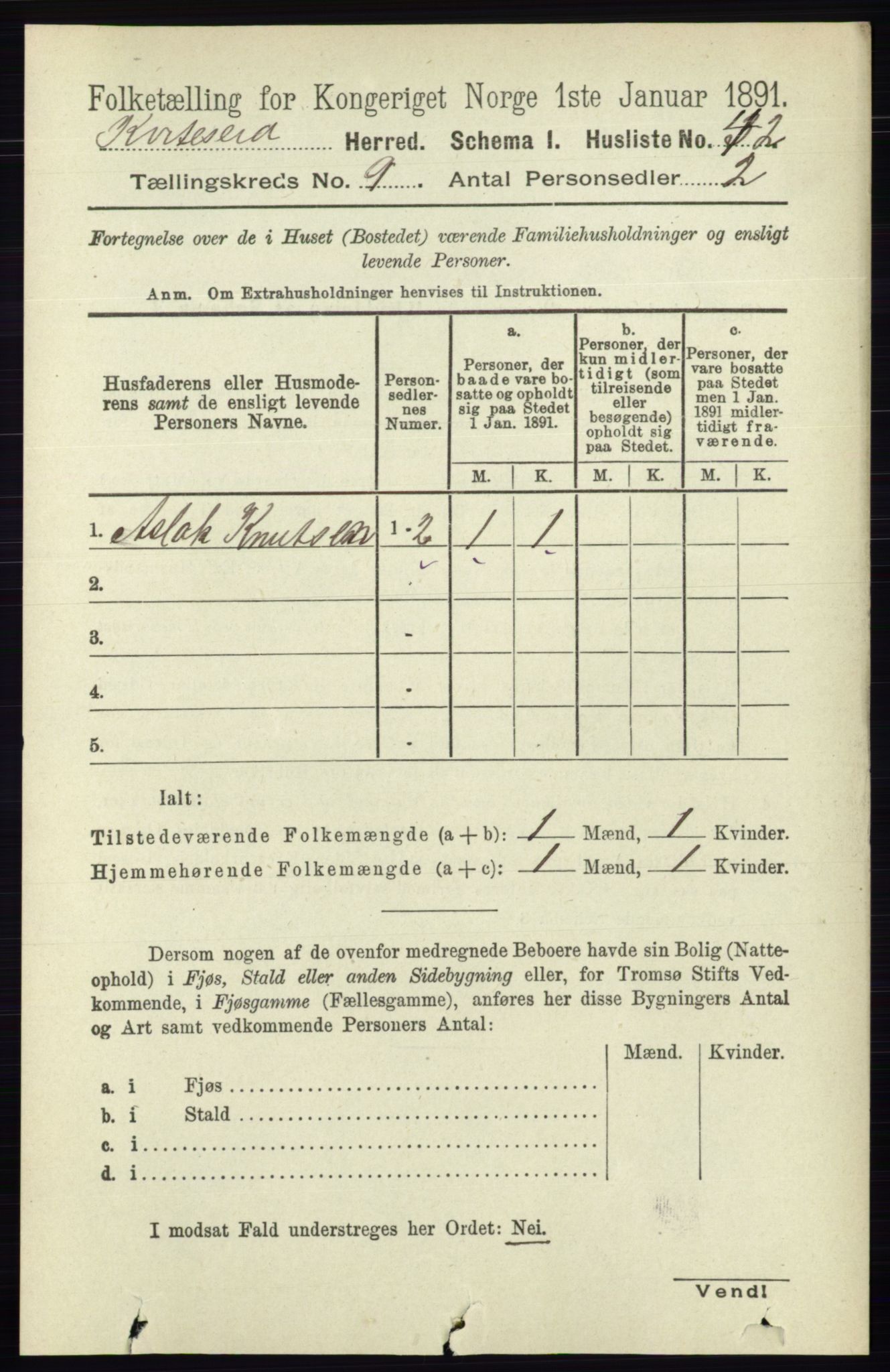 RA, Folketelling 1891 for 0829 Kviteseid herred, 1891, s. 1987