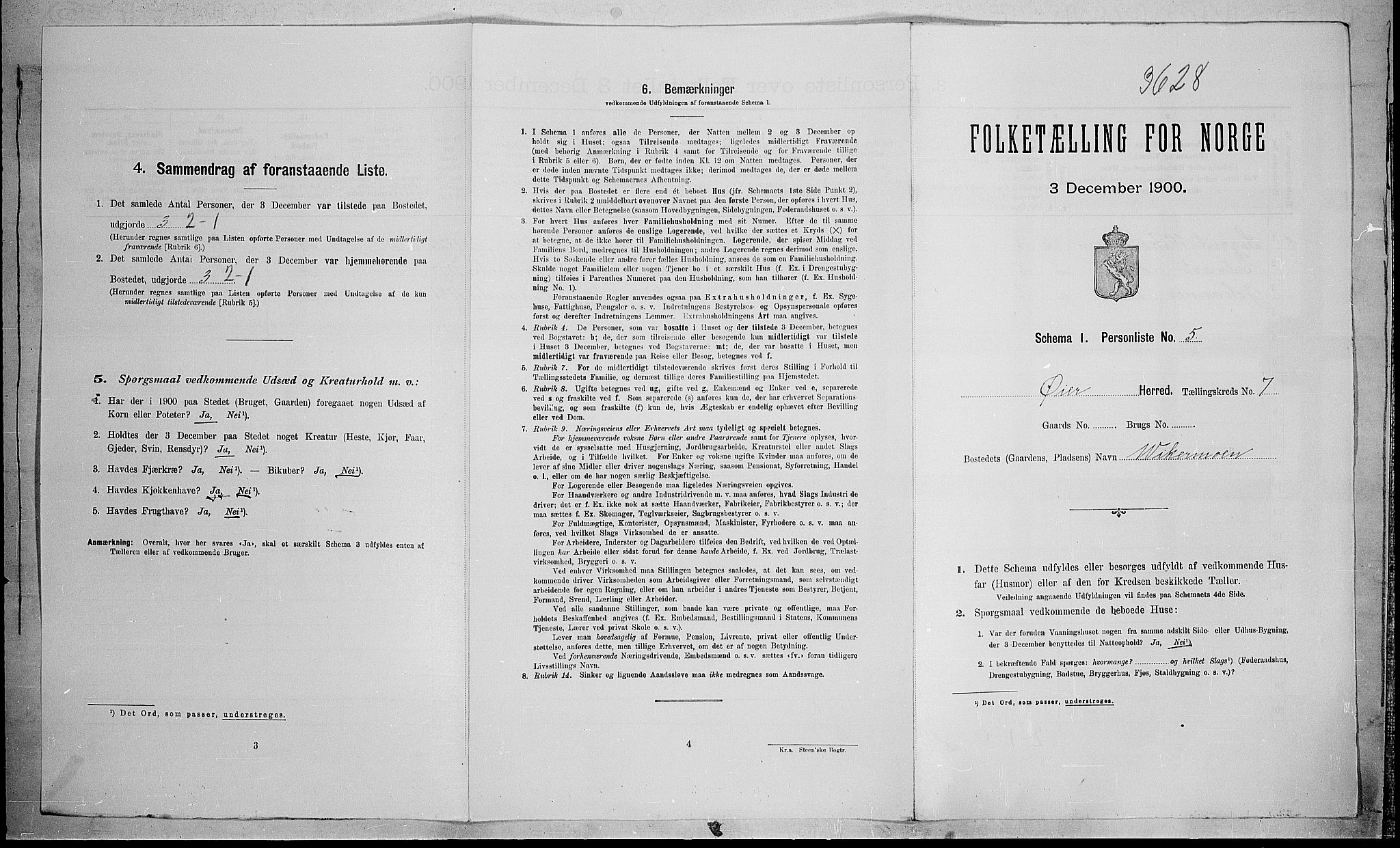 SAH, Folketelling 1900 for 0521 Øyer herred, 1900, s. 919
