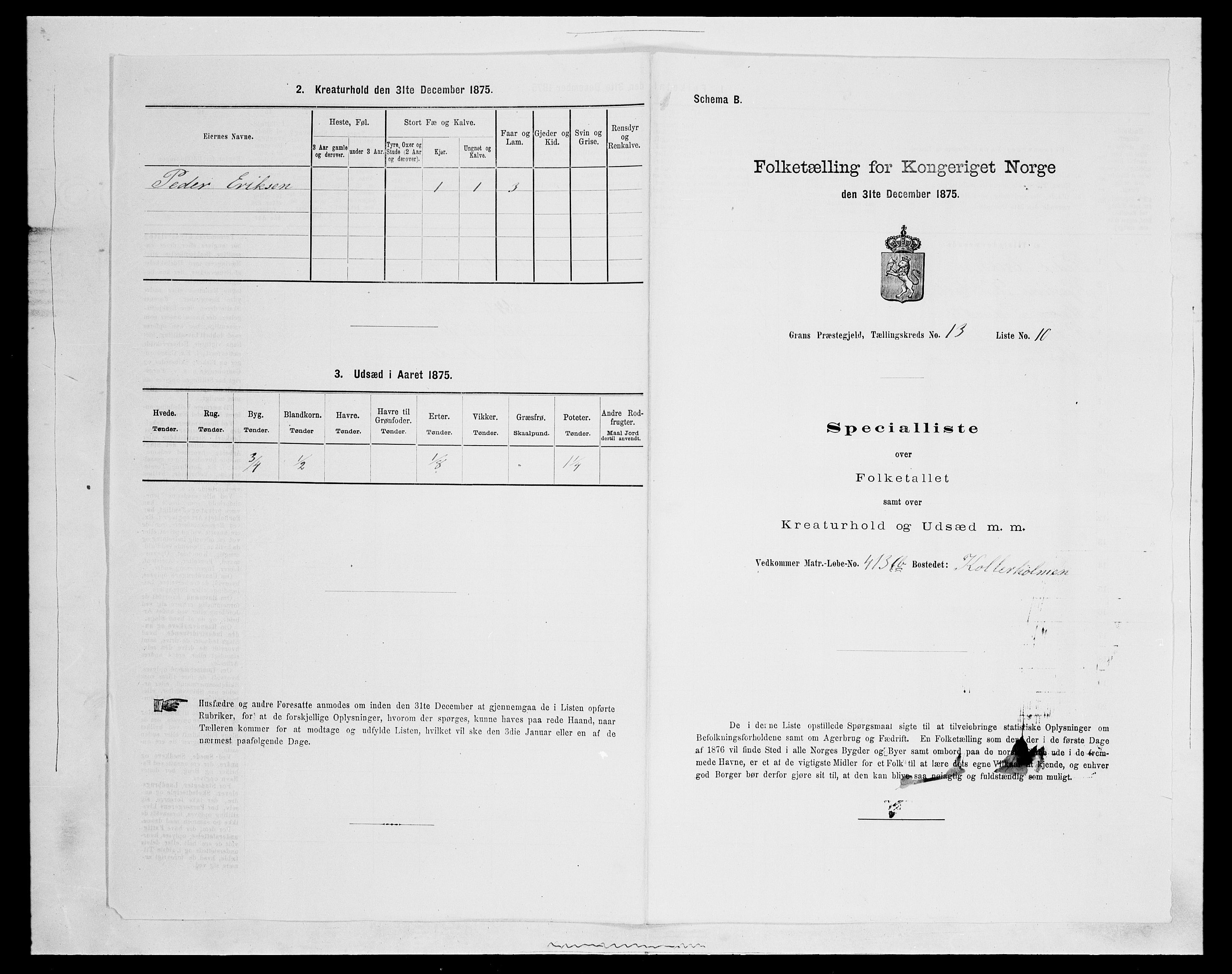 SAH, Folketelling 1875 for 0534P Gran prestegjeld, 1875, s. 2390
