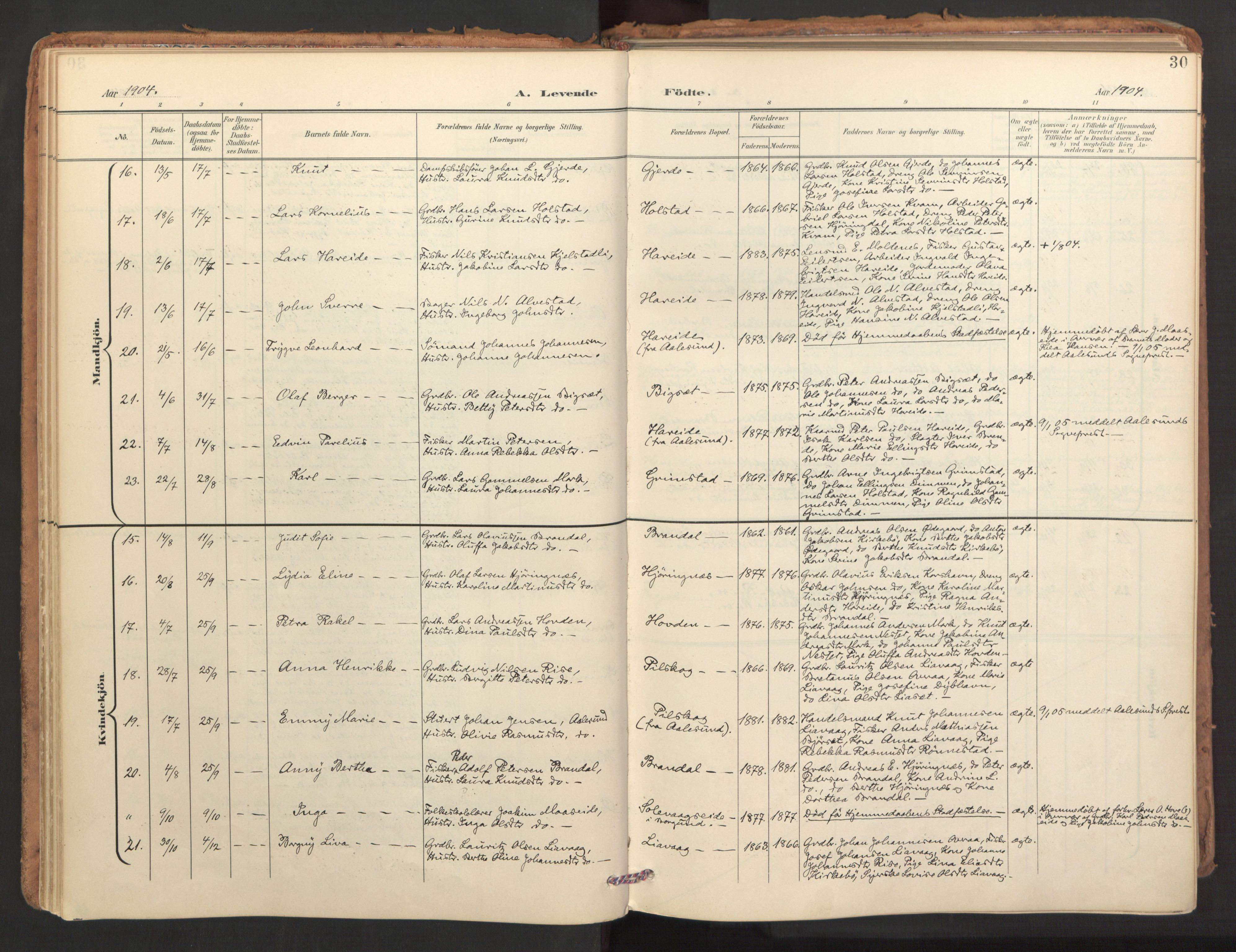 Ministerialprotokoller, klokkerbøker og fødselsregistre - Møre og Romsdal, AV/SAT-A-1454/510/L0123: Ministerialbok nr. 510A03, 1898-1922, s. 30