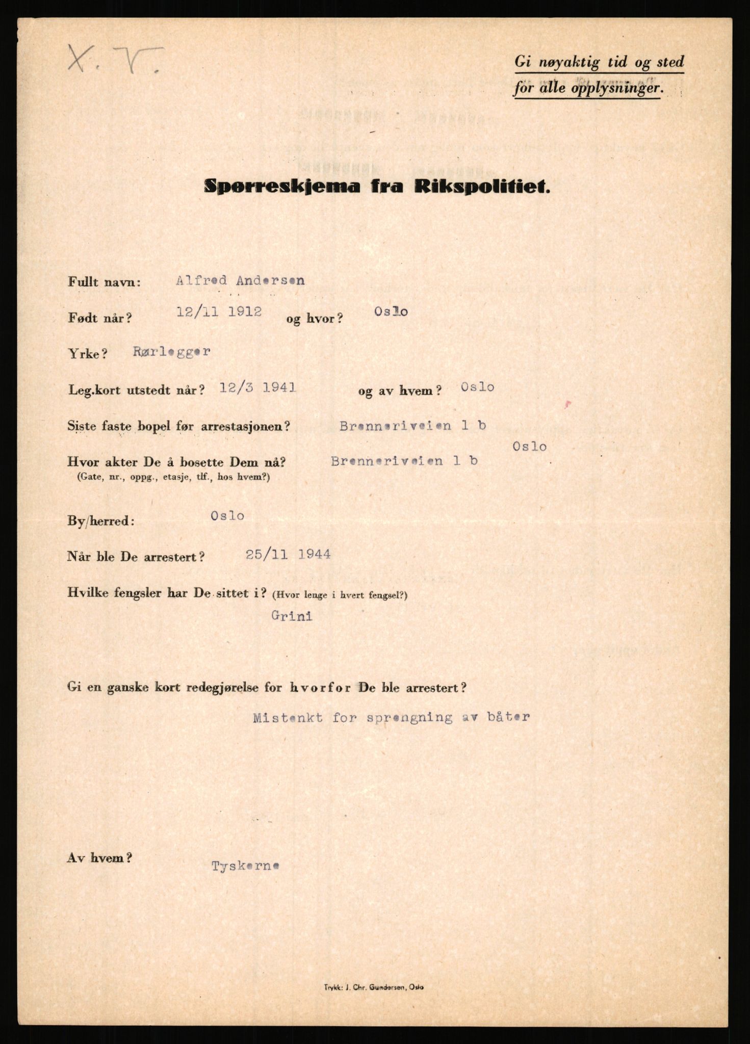 Rikspolitisjefen, AV/RA-S-1560/L/L0001: Abelseth, Rudolf - Berentsen, Odd, 1940-1945, s. 295