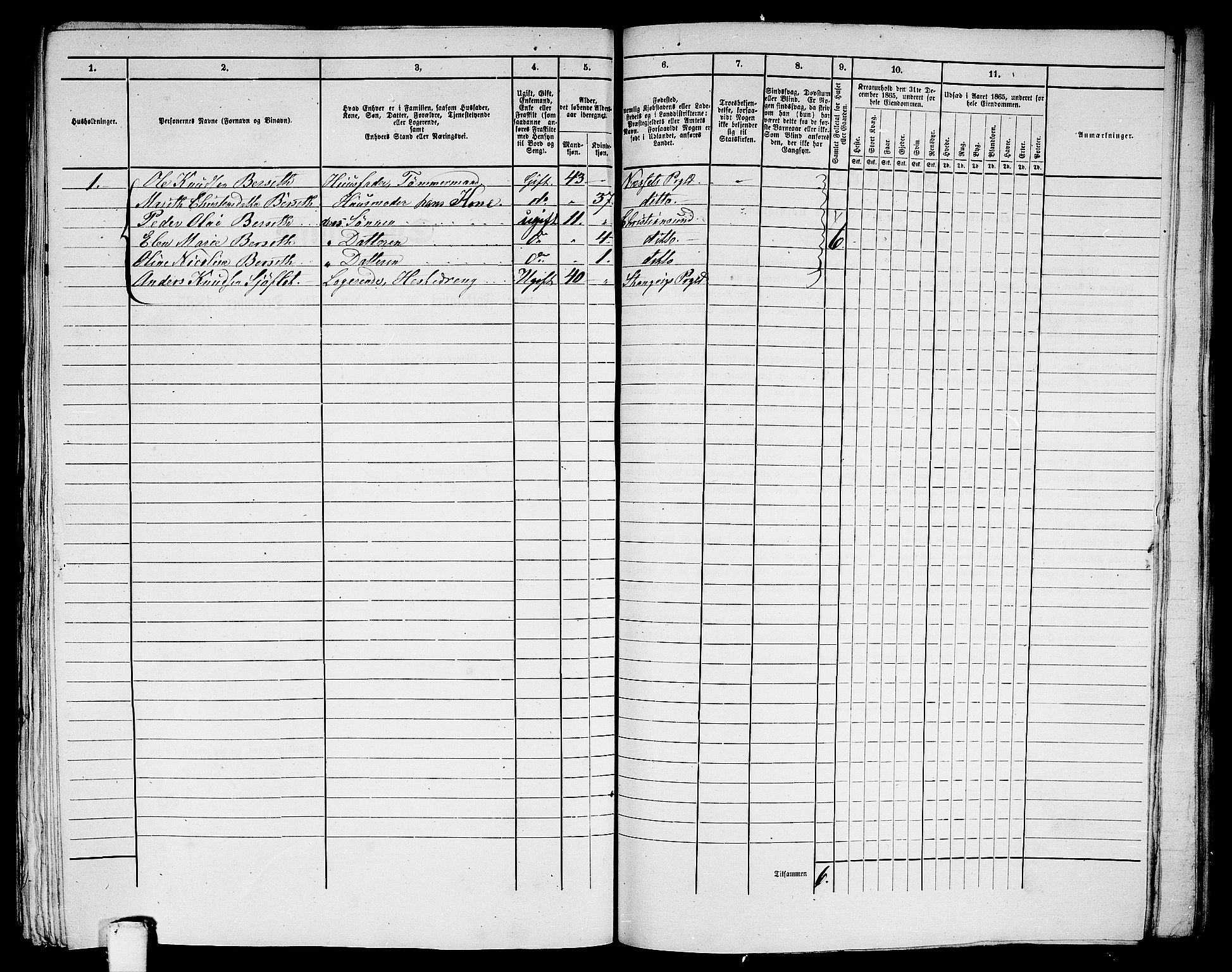 RA, Folketelling 1865 for 1503B Kristiansund prestegjeld, Kristiansund kjøpstad, 1865, s. 995