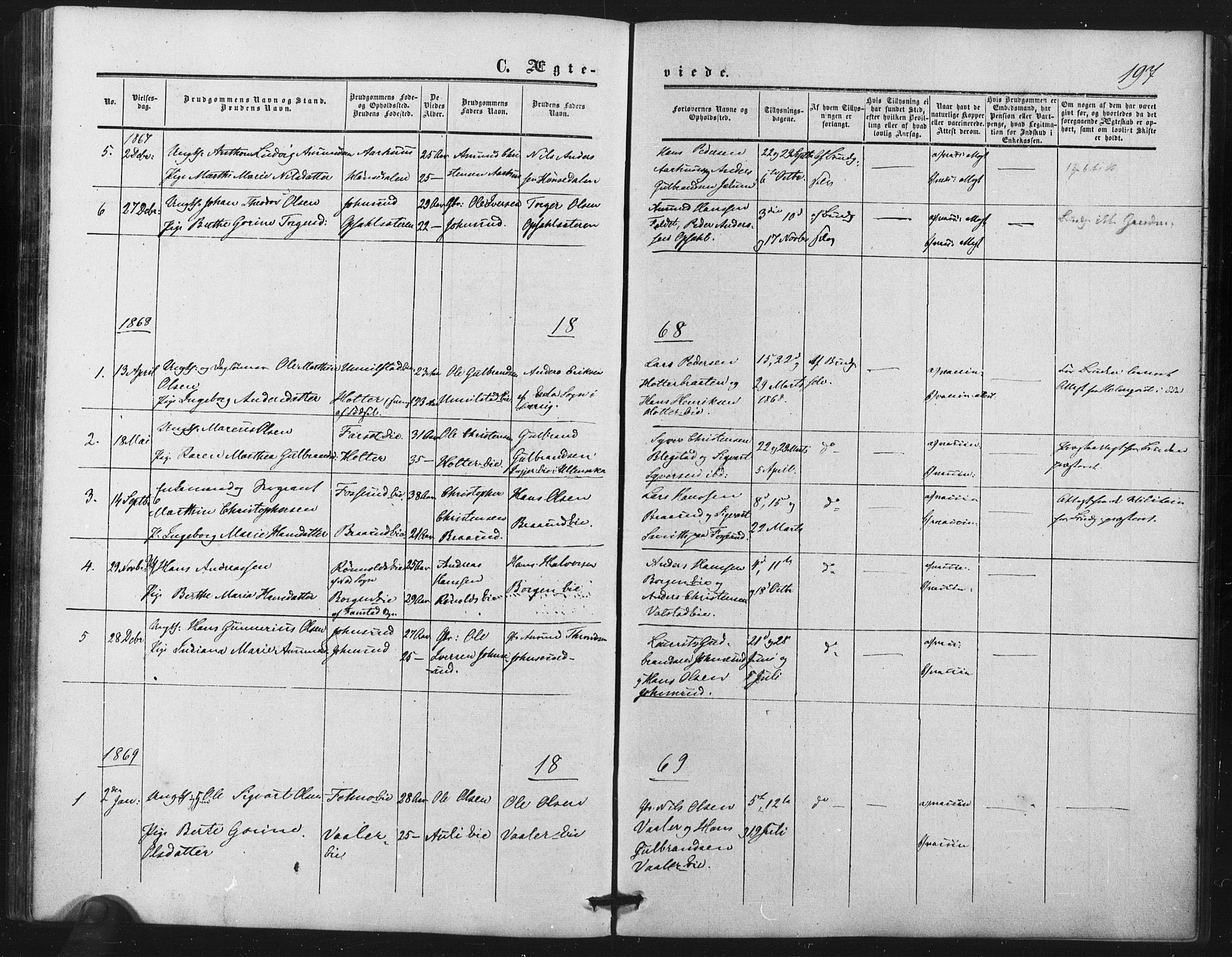 Nes prestekontor Kirkebøker, AV/SAO-A-10410/F/Fb/L0001: Ministerialbok nr. II 1, 1859-1882, s. 197