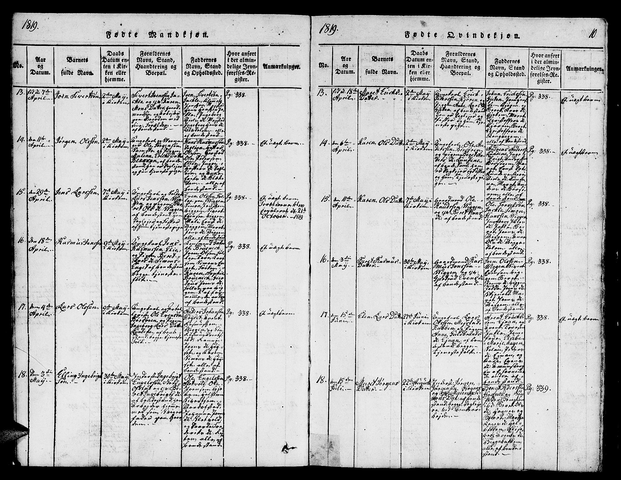 Ministerialprotokoller, klokkerbøker og fødselsregistre - Sør-Trøndelag, SAT/A-1456/665/L0776: Klokkerbok nr. 665C01, 1817-1837, s. 10