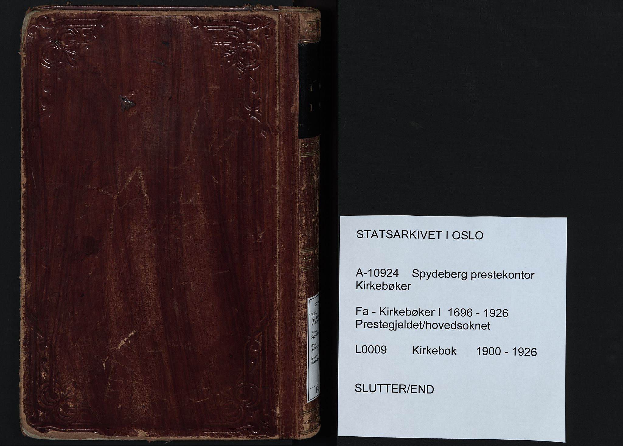 Spydeberg prestekontor Kirkebøker, AV/SAO-A-10924/F/Fa/L0009: Ministerialbok nr. I 9, 1900-1926