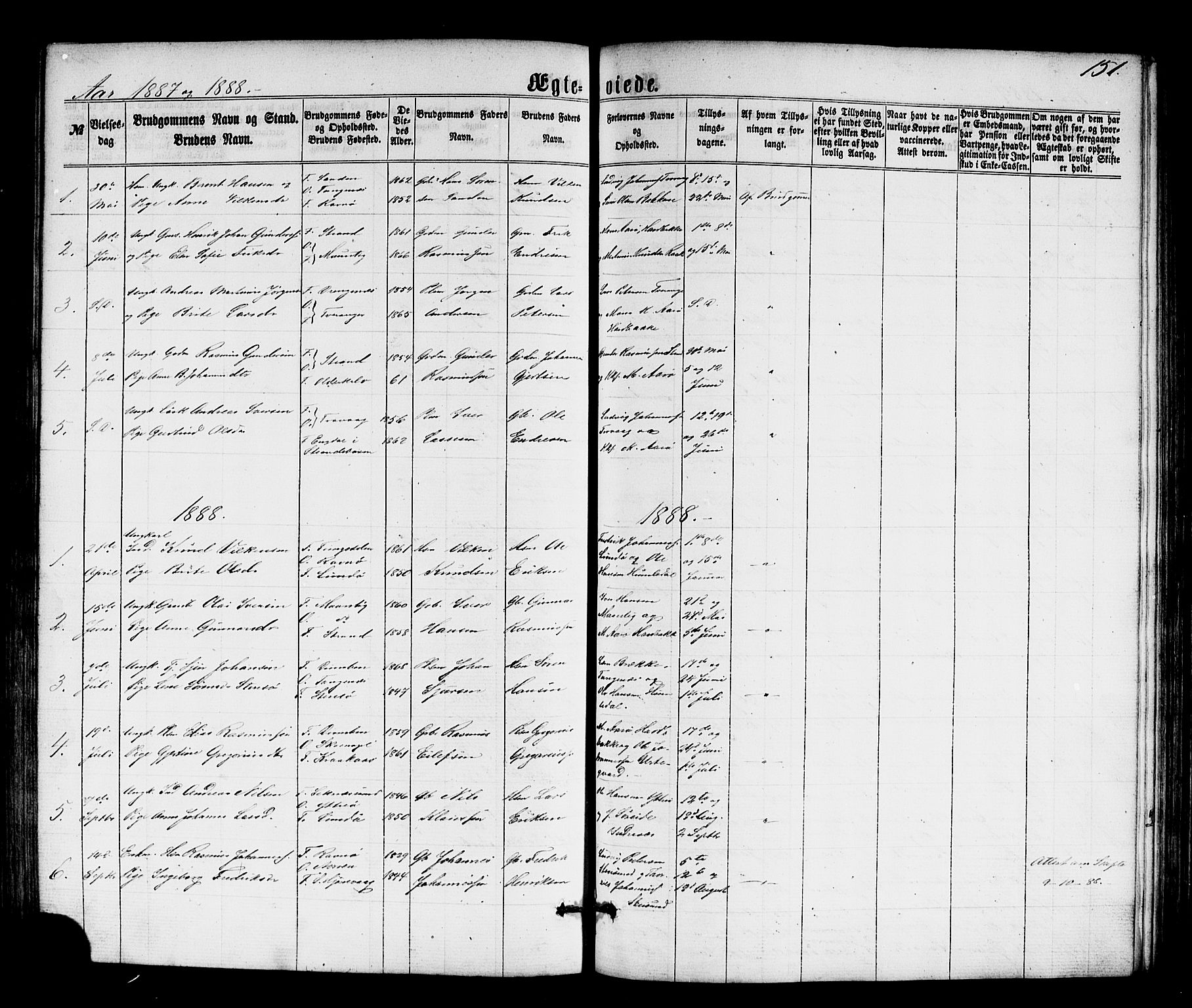 Solund sokneprestembete, AV/SAB-A-81401: Klokkerbok nr. A 1, 1860-1893, s. 151