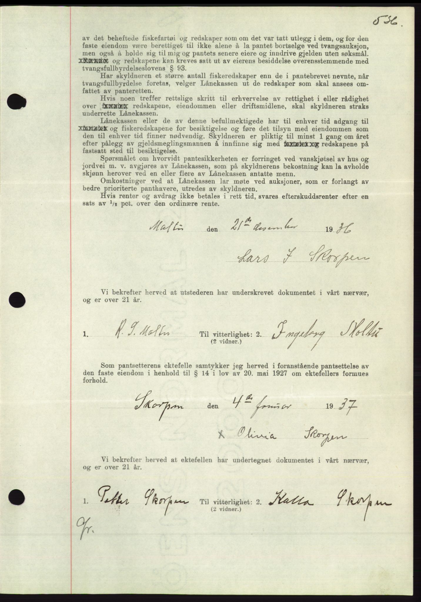 Søre Sunnmøre sorenskriveri, SAT/A-4122/1/2/2C/L0062: Pantebok nr. 56, 1936-1937, Dagboknr: 478/1937