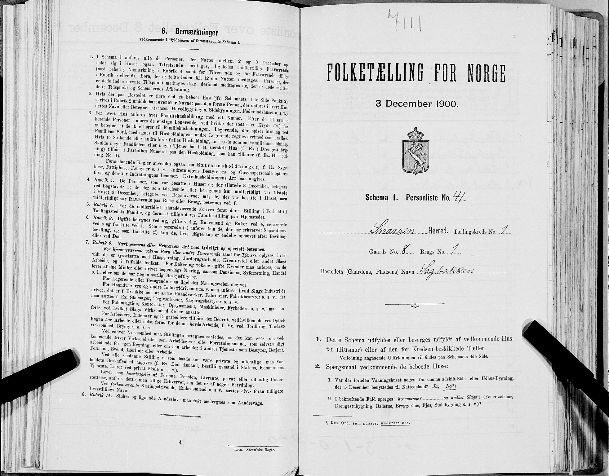 SAT, Folketelling 1900 for 1736 Snåsa herred, 1900, s. 141