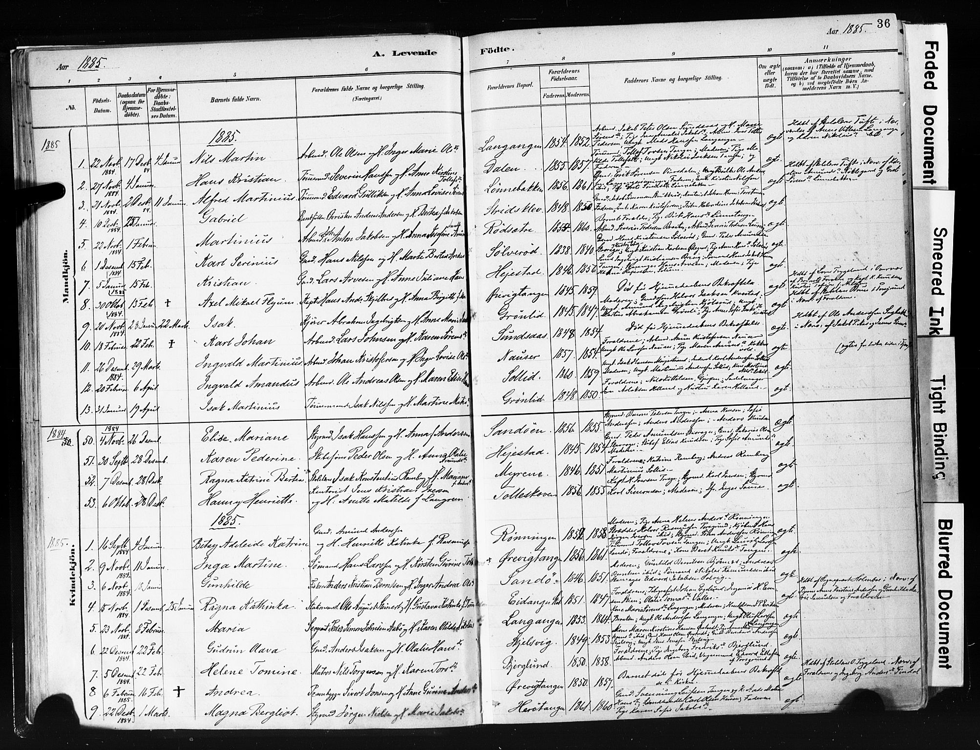 Eidanger kirkebøker, AV/SAKO-A-261/F/Fa/L0012: Ministerialbok nr. 12, 1879-1900, s. 36