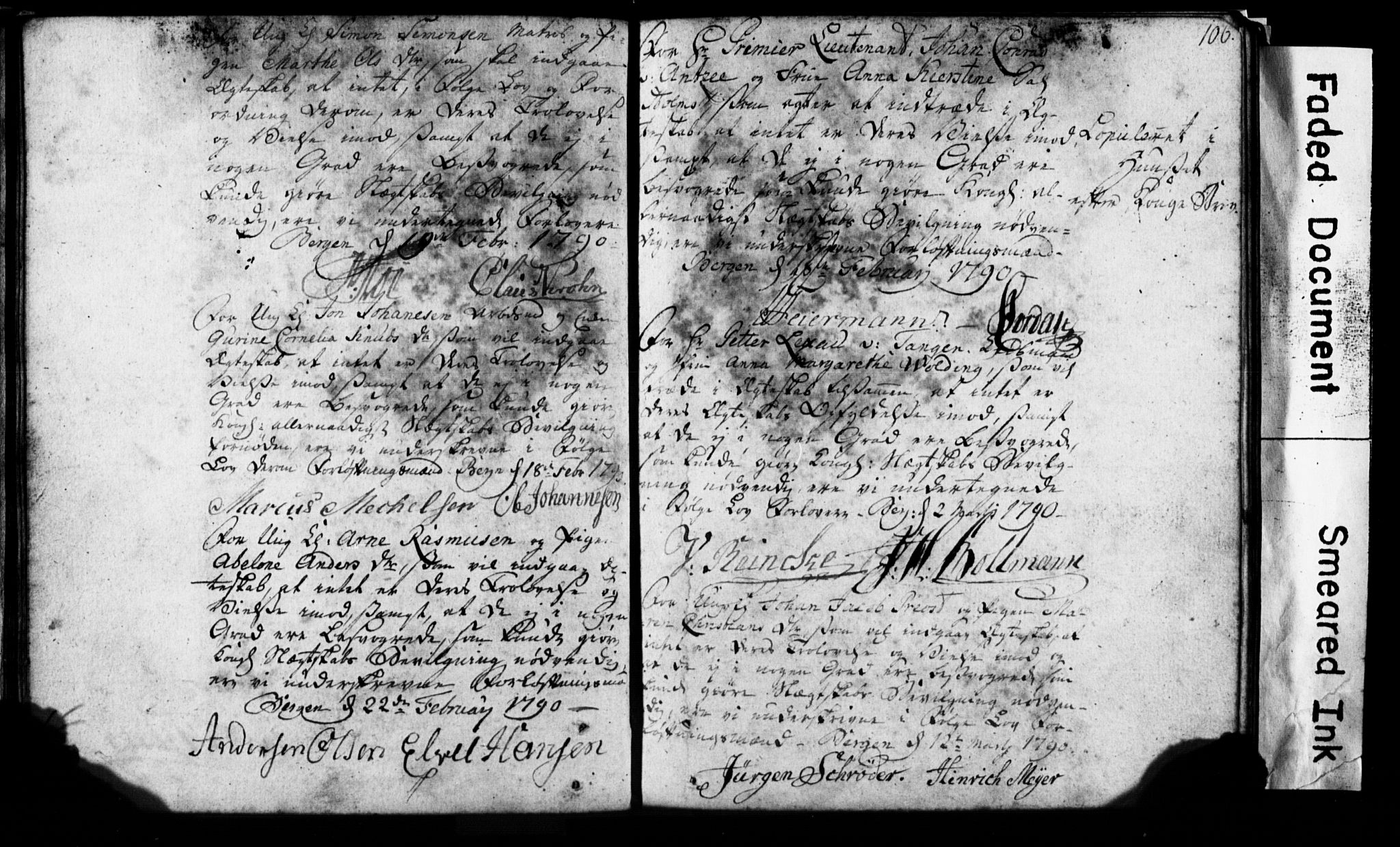 Korskirken sokneprestembete, SAB/A-76101: Forlovererklæringer nr. II.5.1, 1776-1816, s. 106