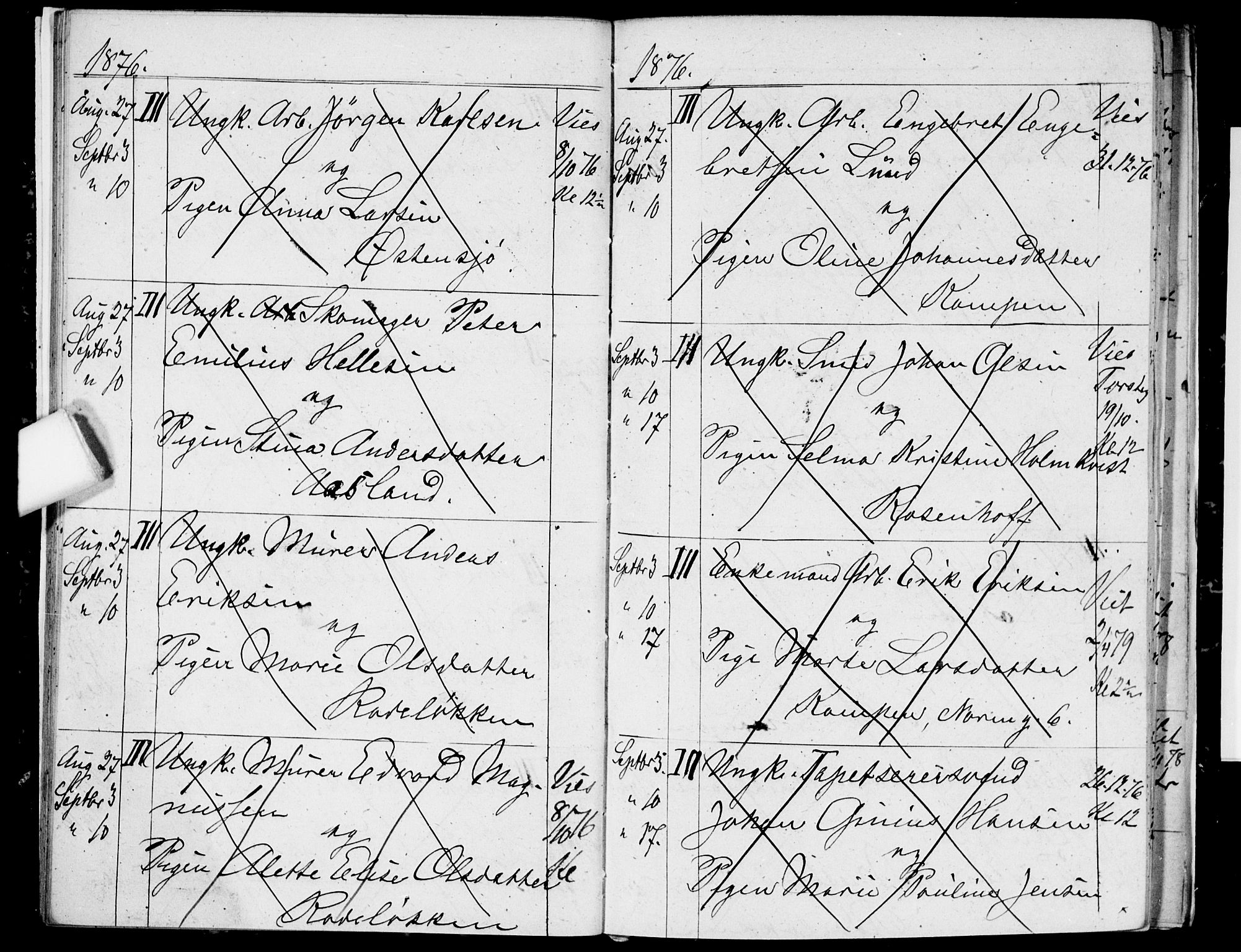 Østre Aker prestekontor Kirkebøker, AV/SAO-A-10840/H/Ha/L0003: Lysningsprotokoll nr. I 3, 1873-1878