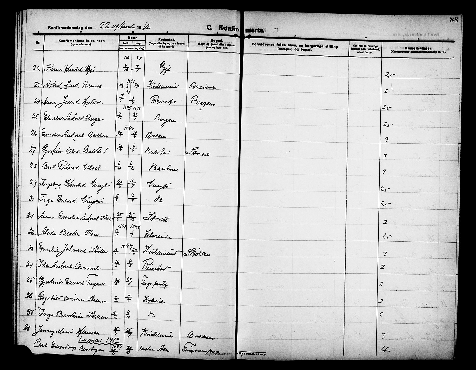 Ministerialprotokoller, klokkerbøker og fødselsregistre - Møre og Romsdal, AV/SAT-A-1454/586/L0993: Klokkerbok nr. 586C04, 1910-1918, s. 88