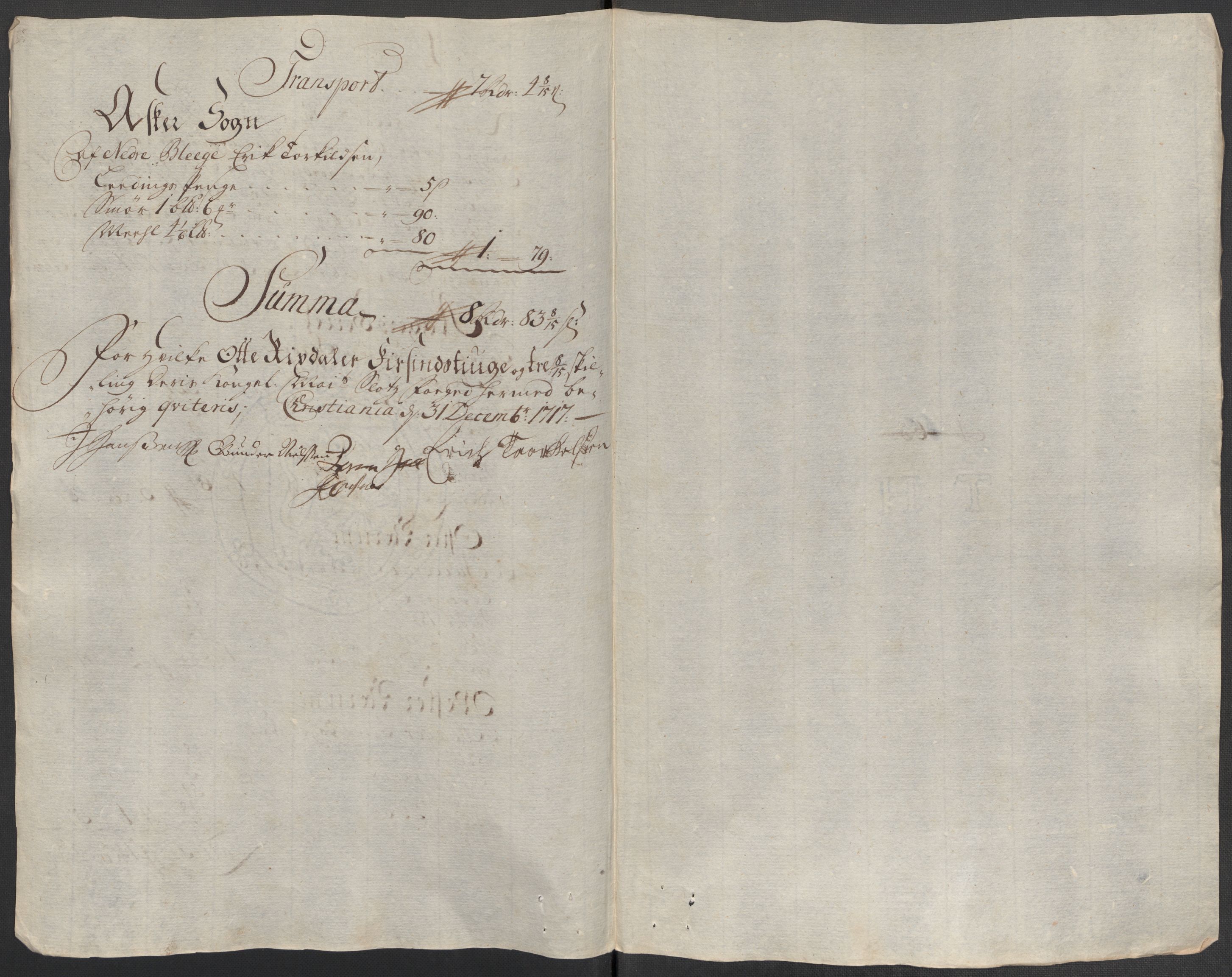 Rentekammeret inntil 1814, Reviderte regnskaper, Fogderegnskap, AV/RA-EA-4092/R10/L0455: Fogderegnskap Aker og Follo, 1717, s. 324