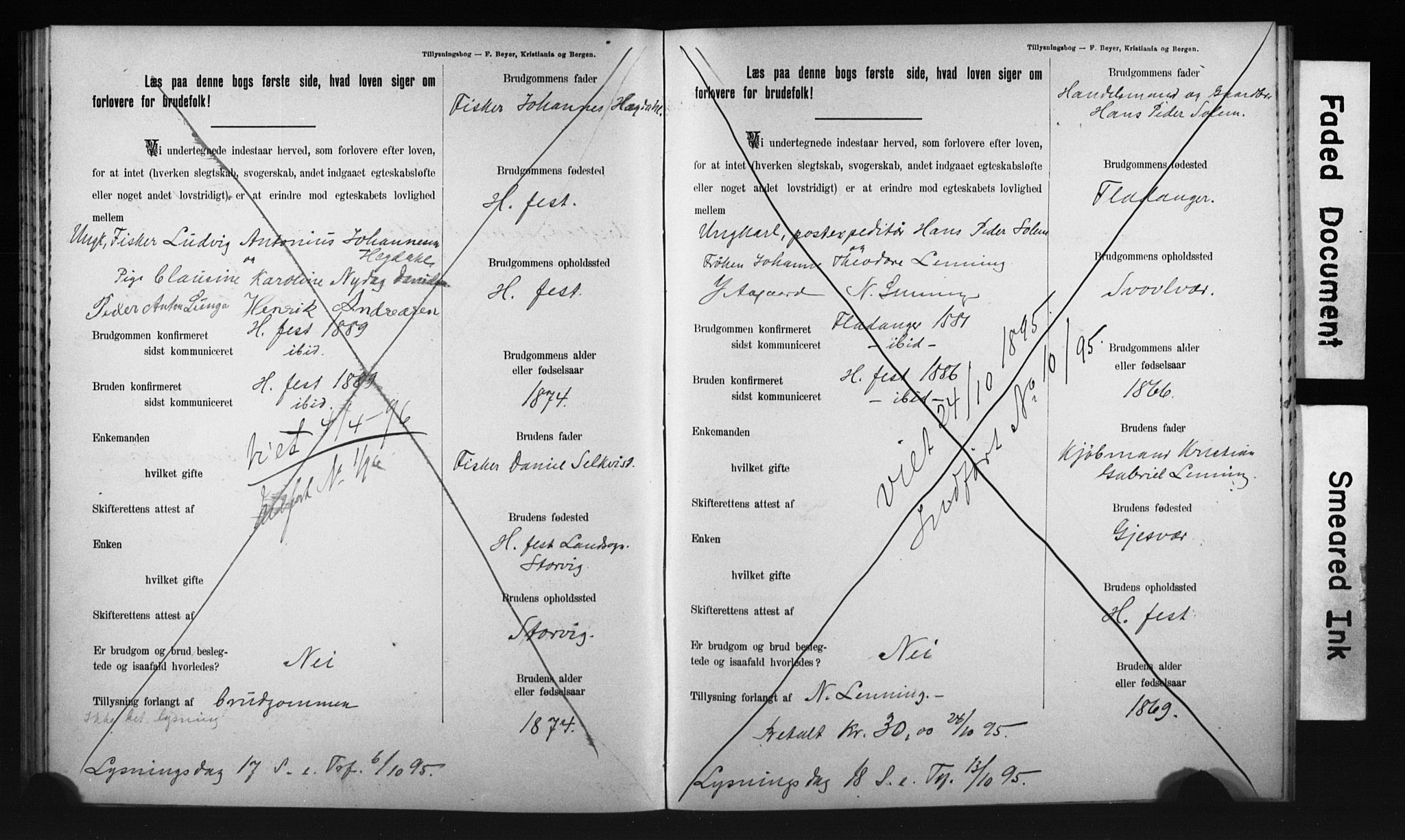 Hammerfest sokneprestkontor, AV/SATØ-S-1347/I/Ib/L0070/0003: Lysningsprotokoll nr. 70.3, 1893-1896