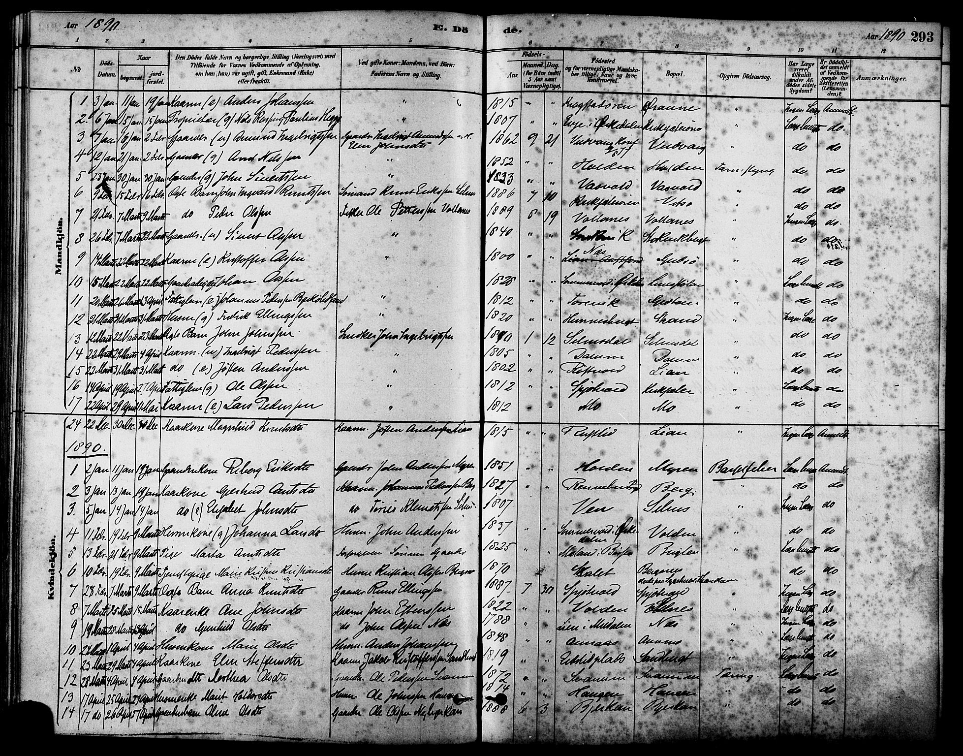 Ministerialprotokoller, klokkerbøker og fødselsregistre - Sør-Trøndelag, AV/SAT-A-1456/630/L0496: Ministerialbok nr. 630A09, 1879-1895, s. 293