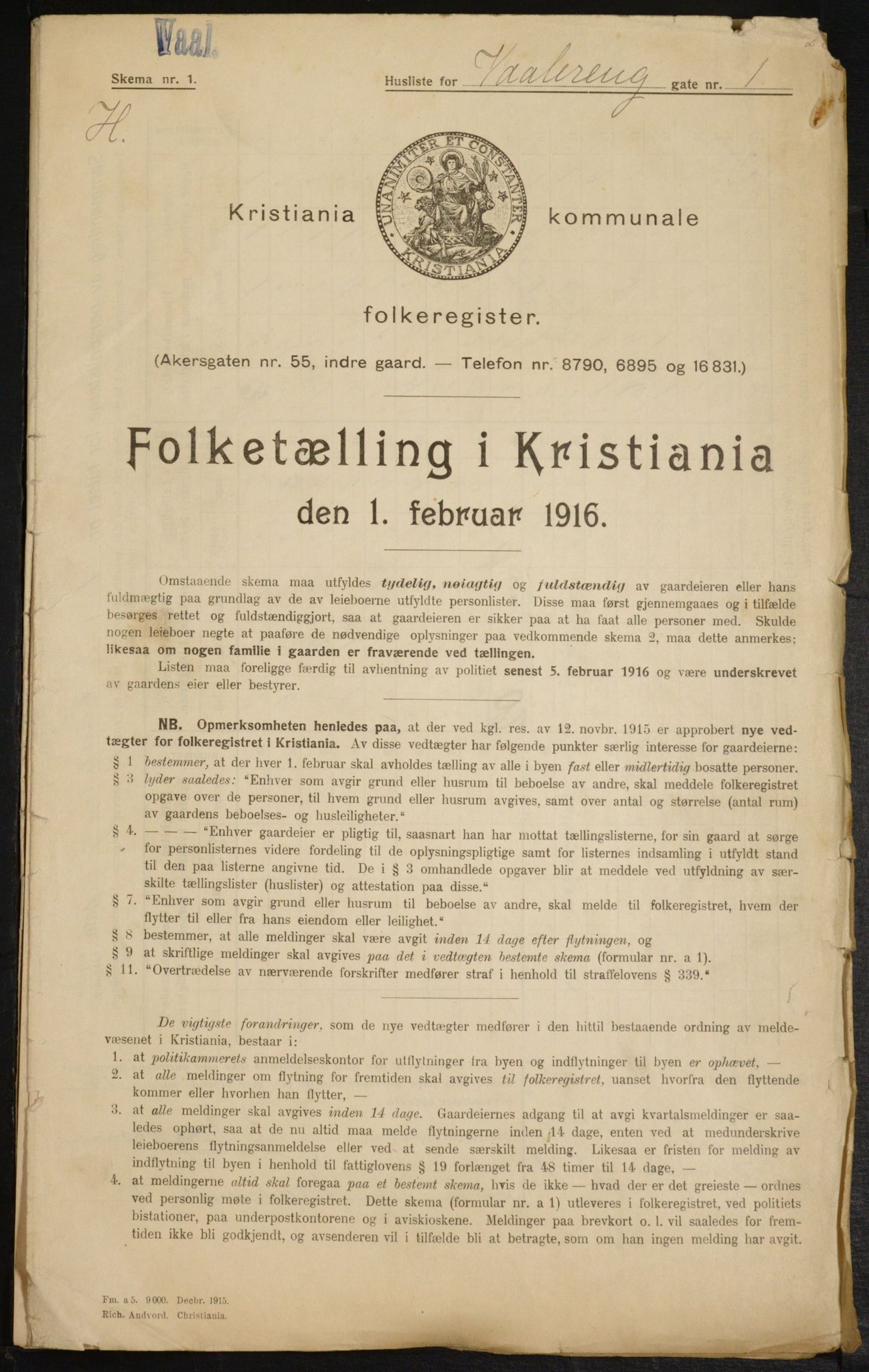 OBA, Kommunal folketelling 1.2.1916 for Kristiania, 1916, s. 129201