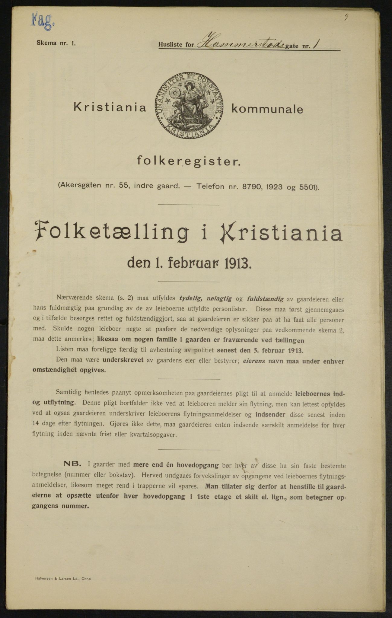 OBA, Kommunal folketelling 1.2.1913 for Kristiania, 1913, s. 34578