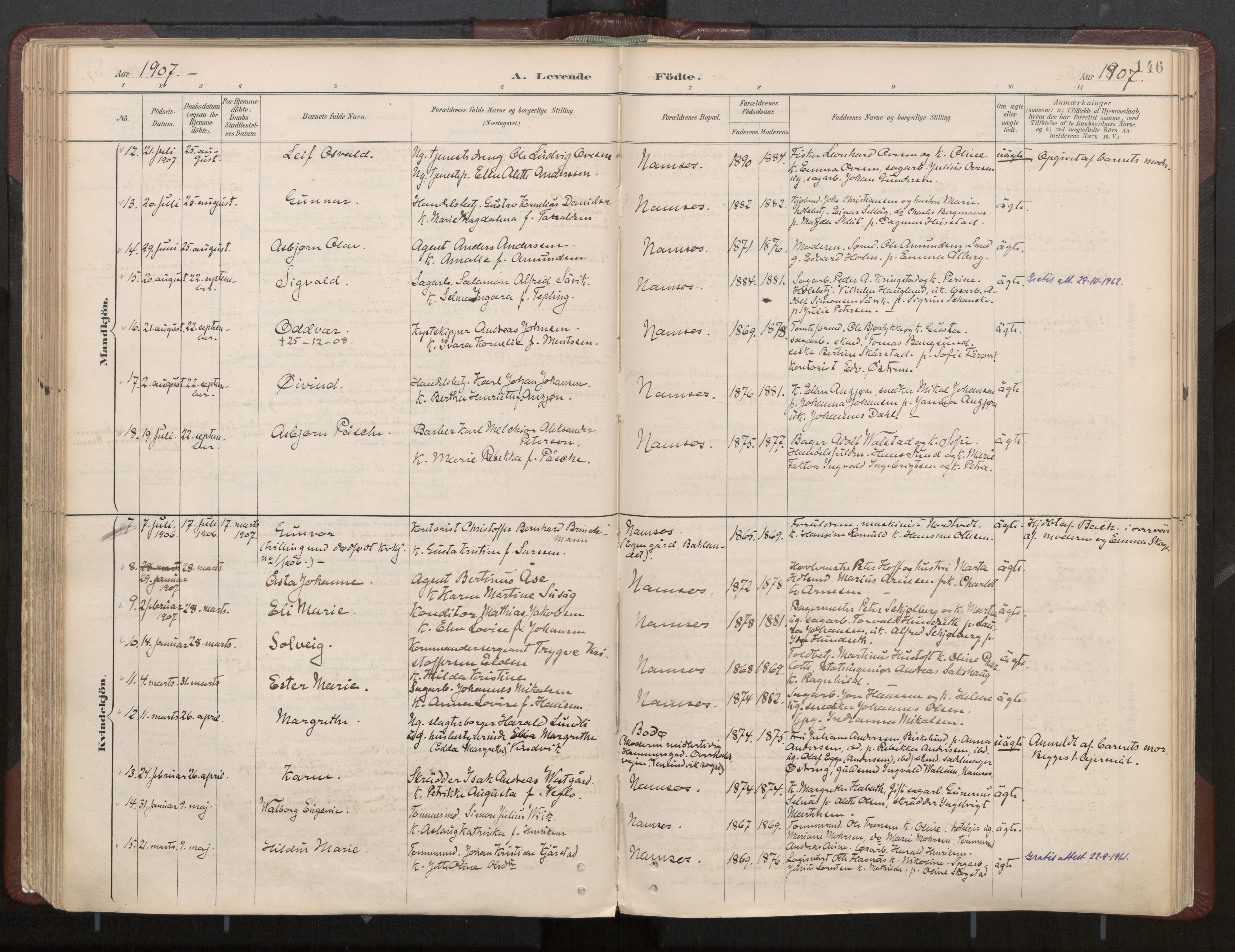 Ministerialprotokoller, klokkerbøker og fødselsregistre - Nord-Trøndelag, AV/SAT-A-1458/768/L0574: Ministerialbok nr. 768A08, 1887-1927, s. 146