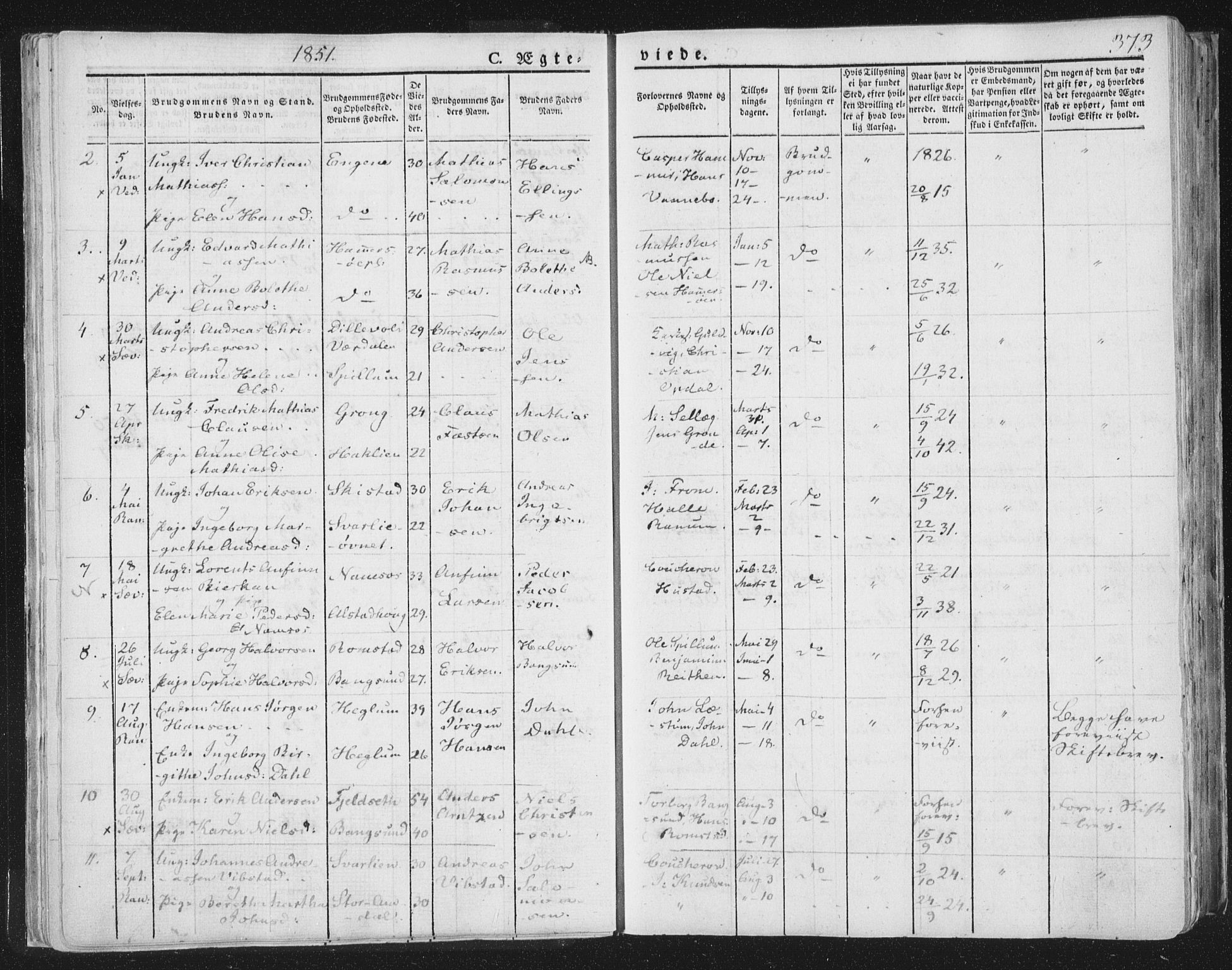 Ministerialprotokoller, klokkerbøker og fødselsregistre - Nord-Trøndelag, AV/SAT-A-1458/764/L0552: Ministerialbok nr. 764A07b, 1824-1865, s. 373