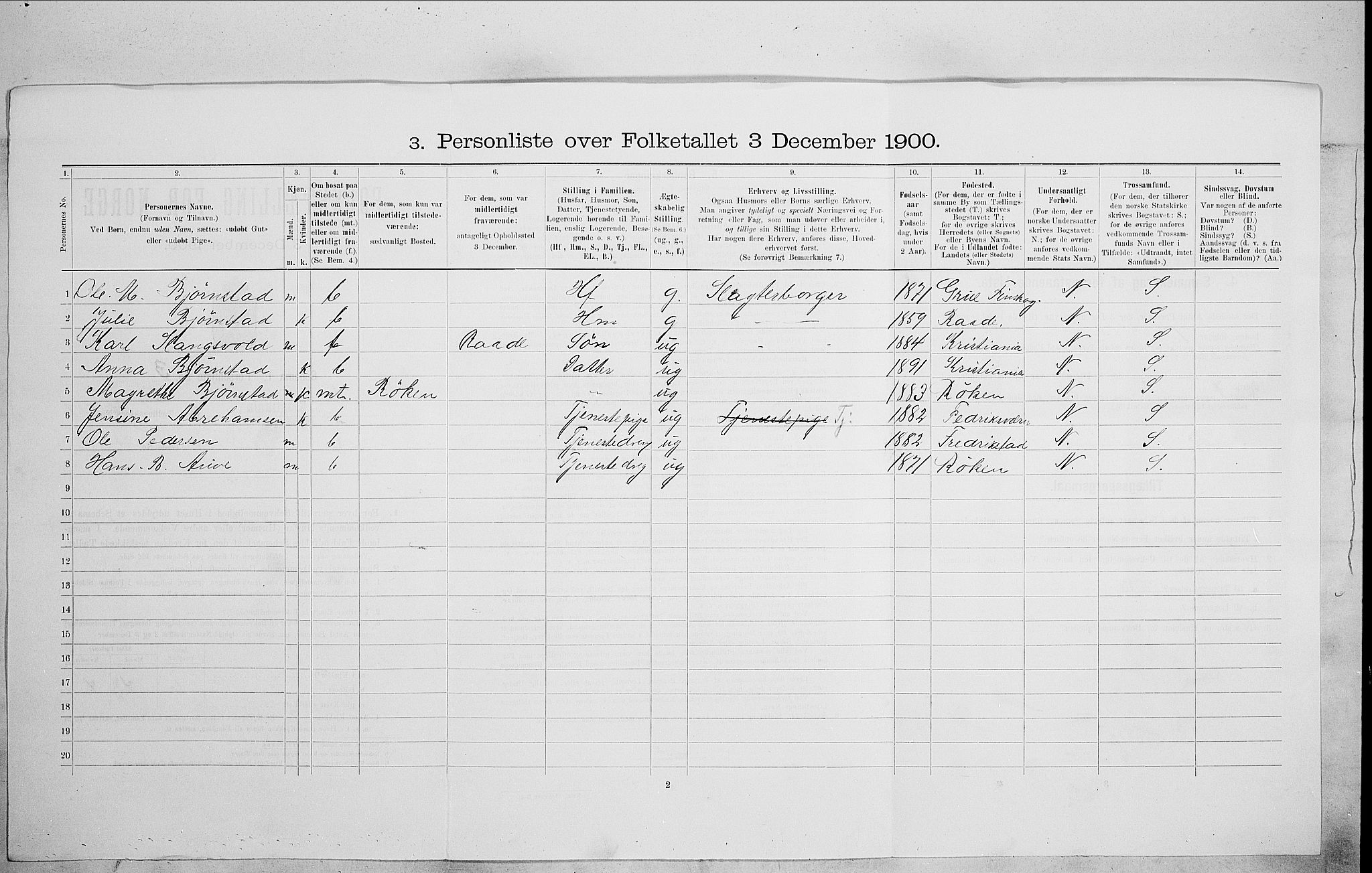 SAO, Folketelling 1900 for 0301 Kristiania kjøpstad, 1900, s. 65207