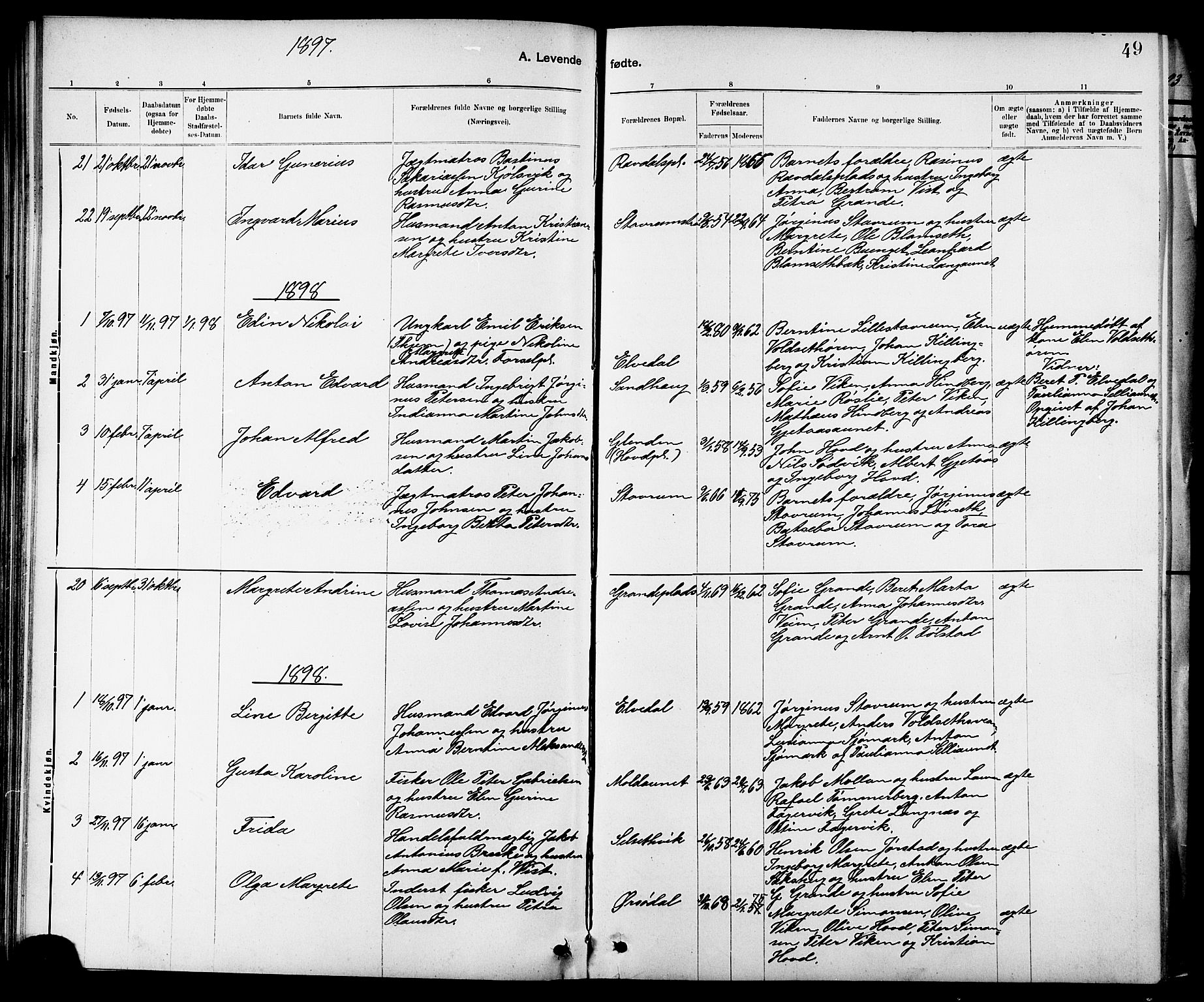 Ministerialprotokoller, klokkerbøker og fødselsregistre - Nord-Trøndelag, SAT/A-1458/744/L0423: Klokkerbok nr. 744C02, 1886-1905, s. 49