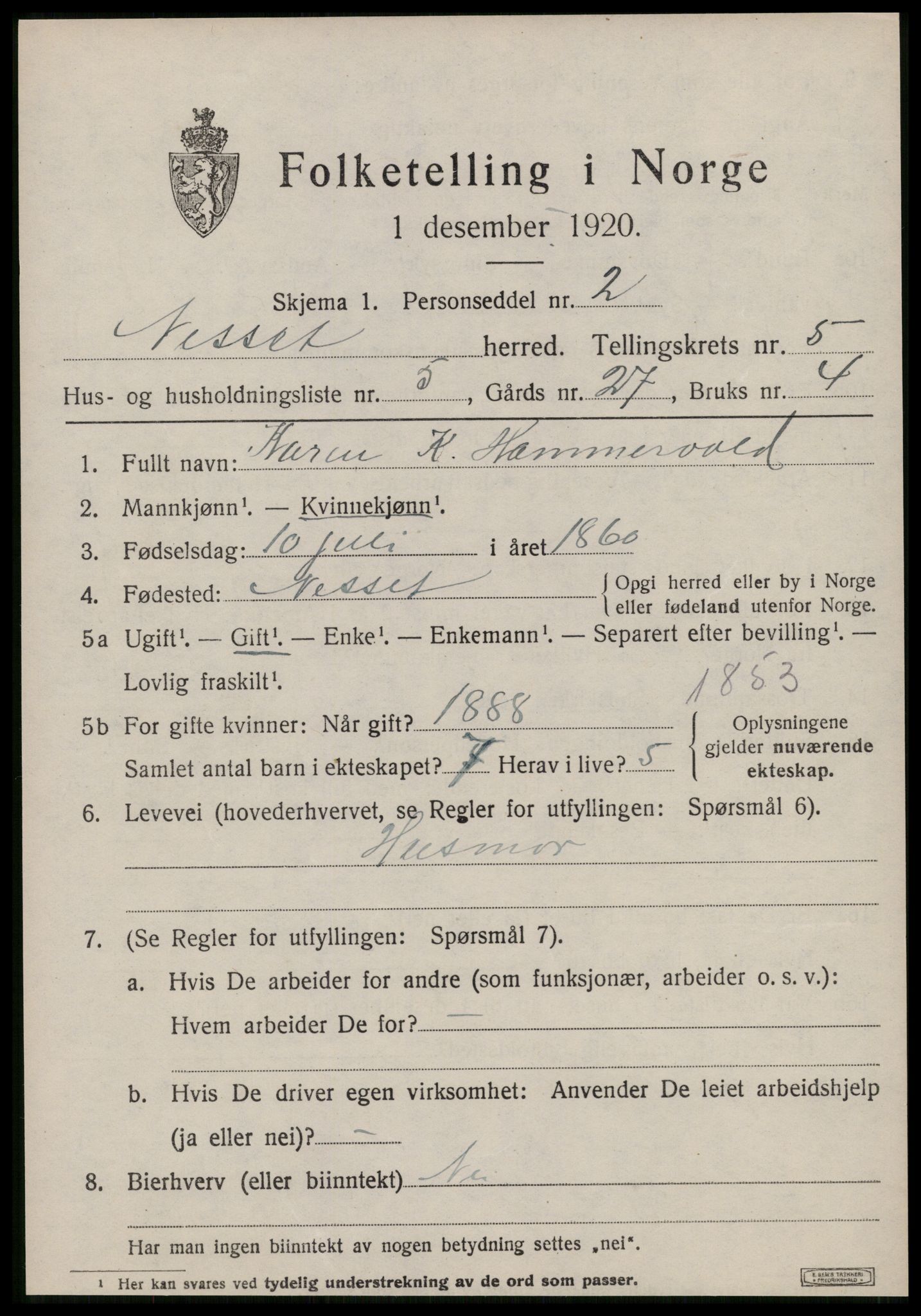 SAT, Folketelling 1920 for 1543 Nesset herred, 1920, s. 2252