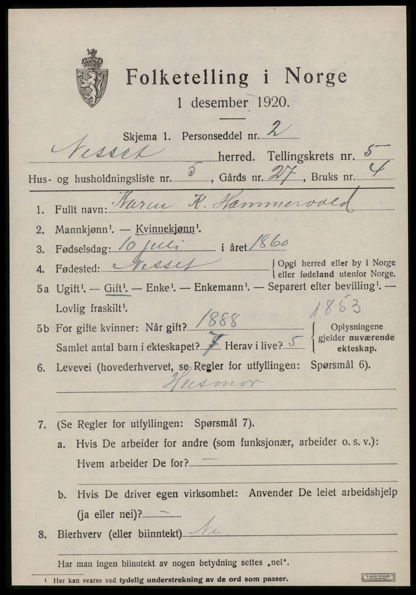 SAT, Folketelling 1920 for 1543 Nesset herred, 1920, s. 2252